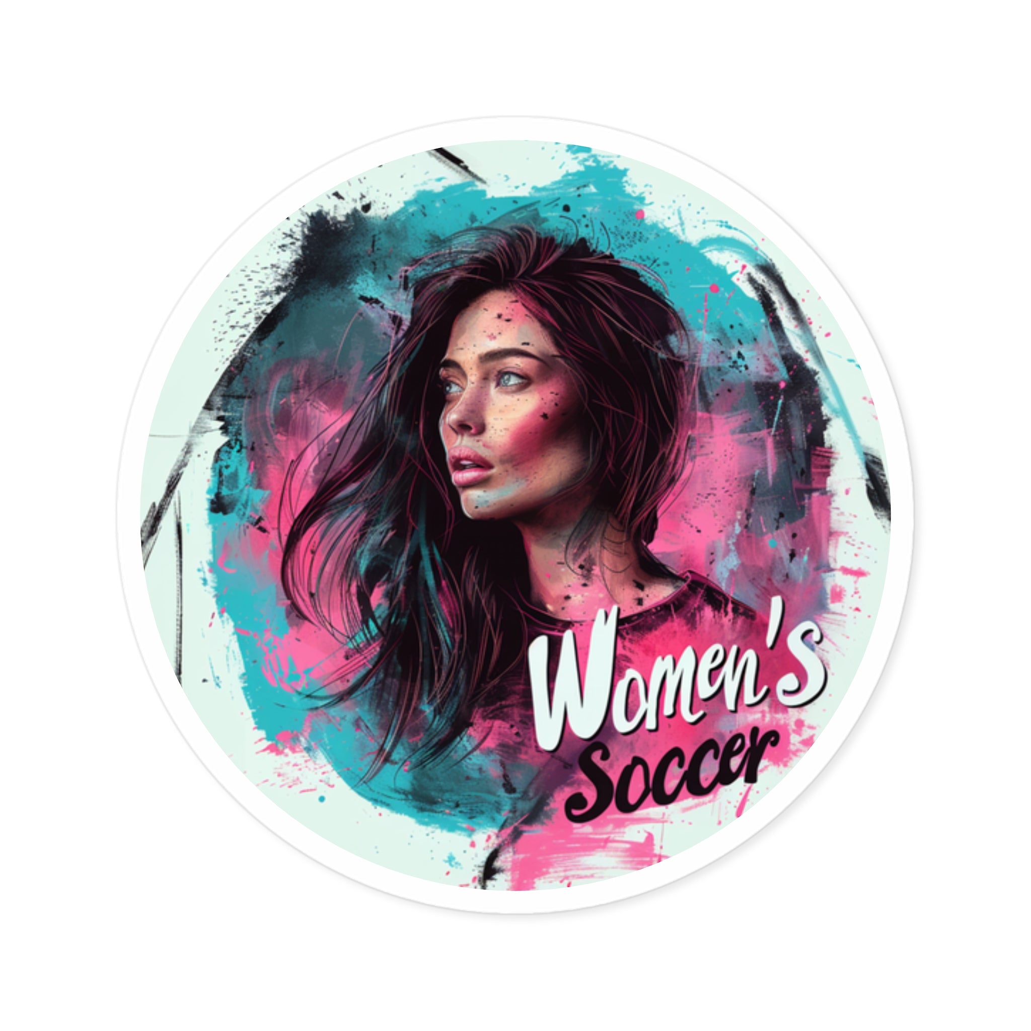 Women’s Soccer Sticker, Portrait Art Design, Empowering Sports Gift