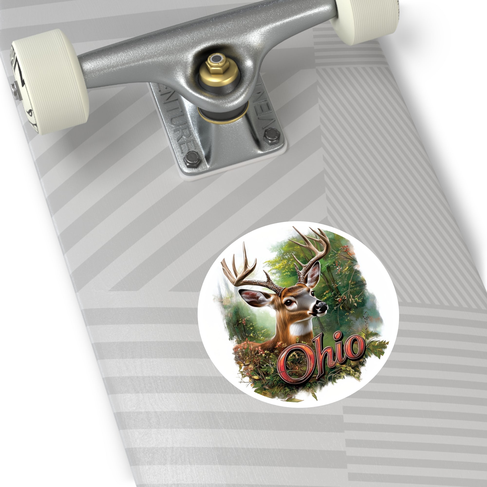 Ohio Deer Sticker, State Wildlife Design, Forest Buck Art, Woodland Nature Scene