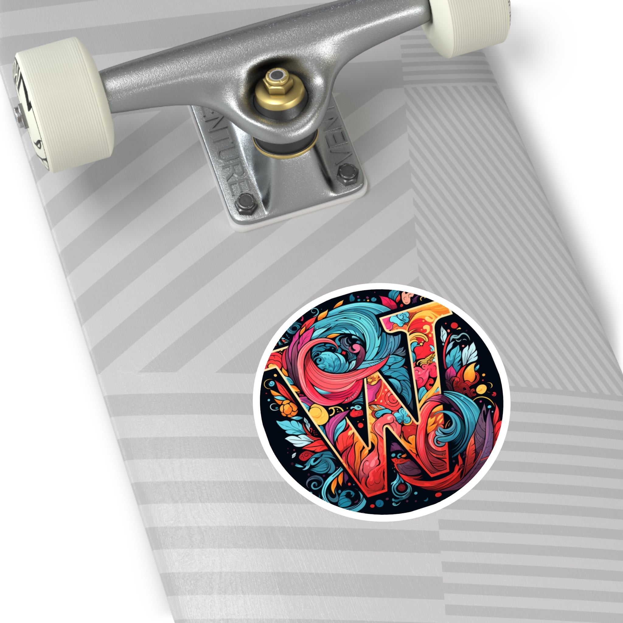 Letter W Animated Color, Swirl Design Sticker, Fun Art Gift