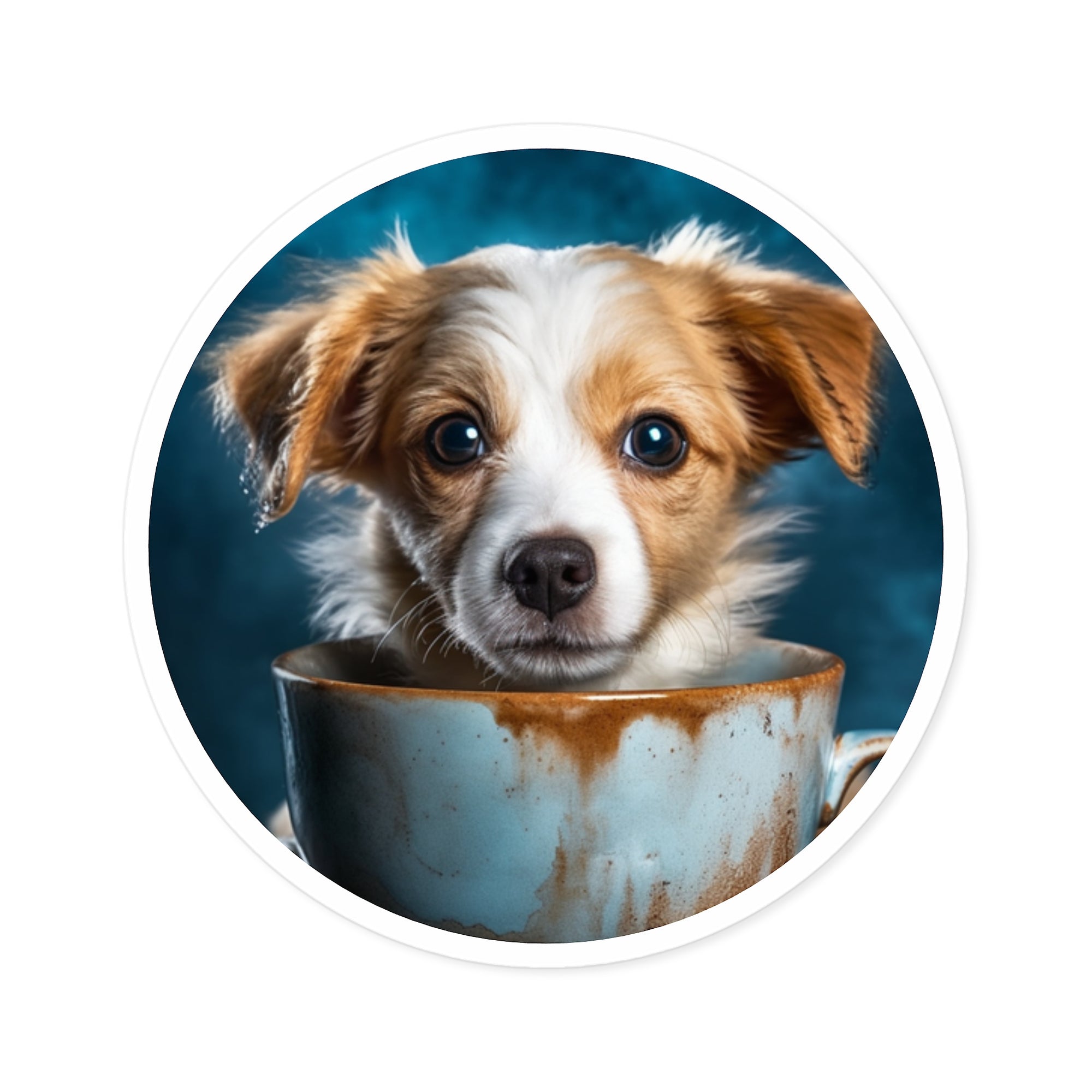 Morning Pup Sticker, Coffee Art, Cute Dog Design, Cozy Lifestyle Aesthetic