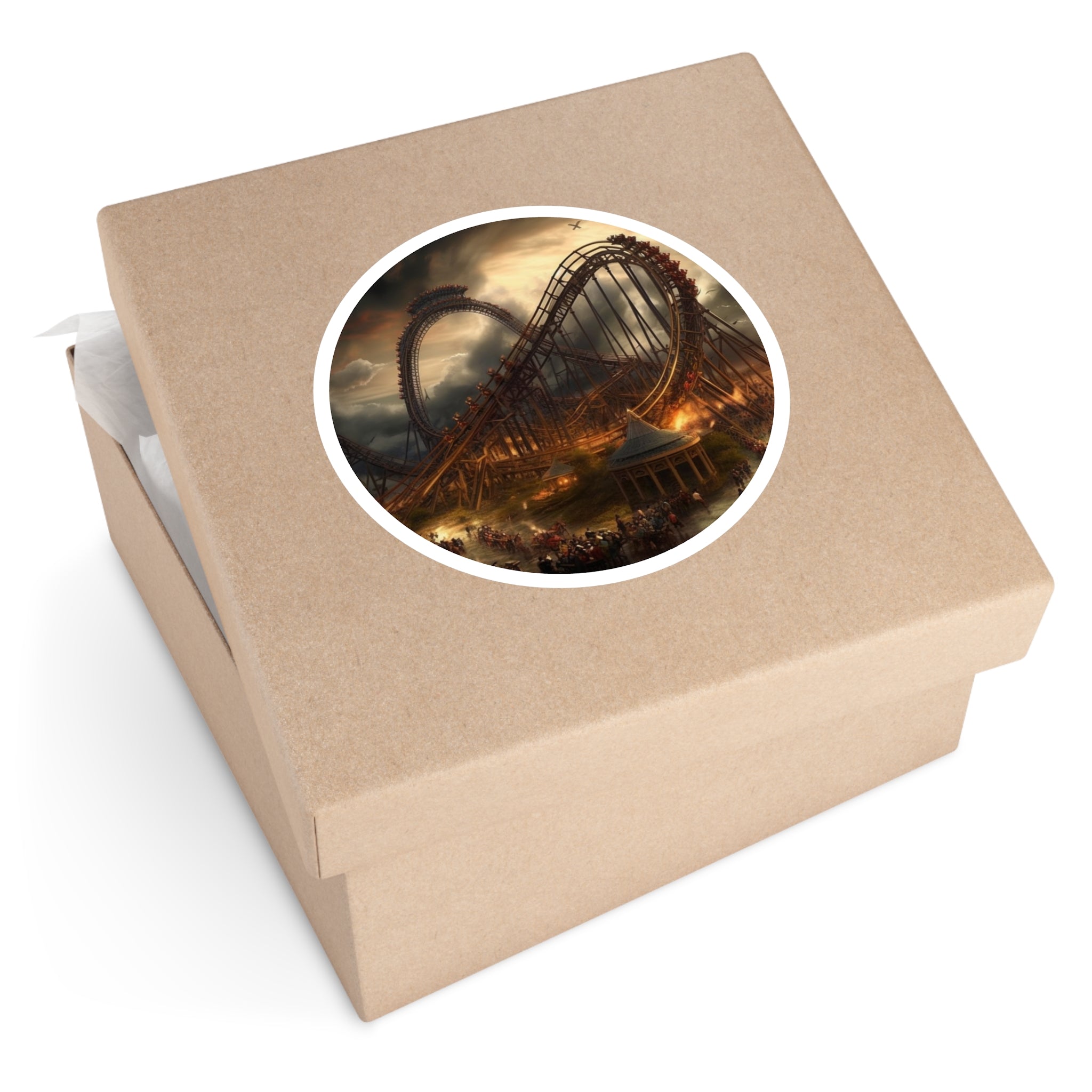 Roller Coaster at Sunset Scene Sticker