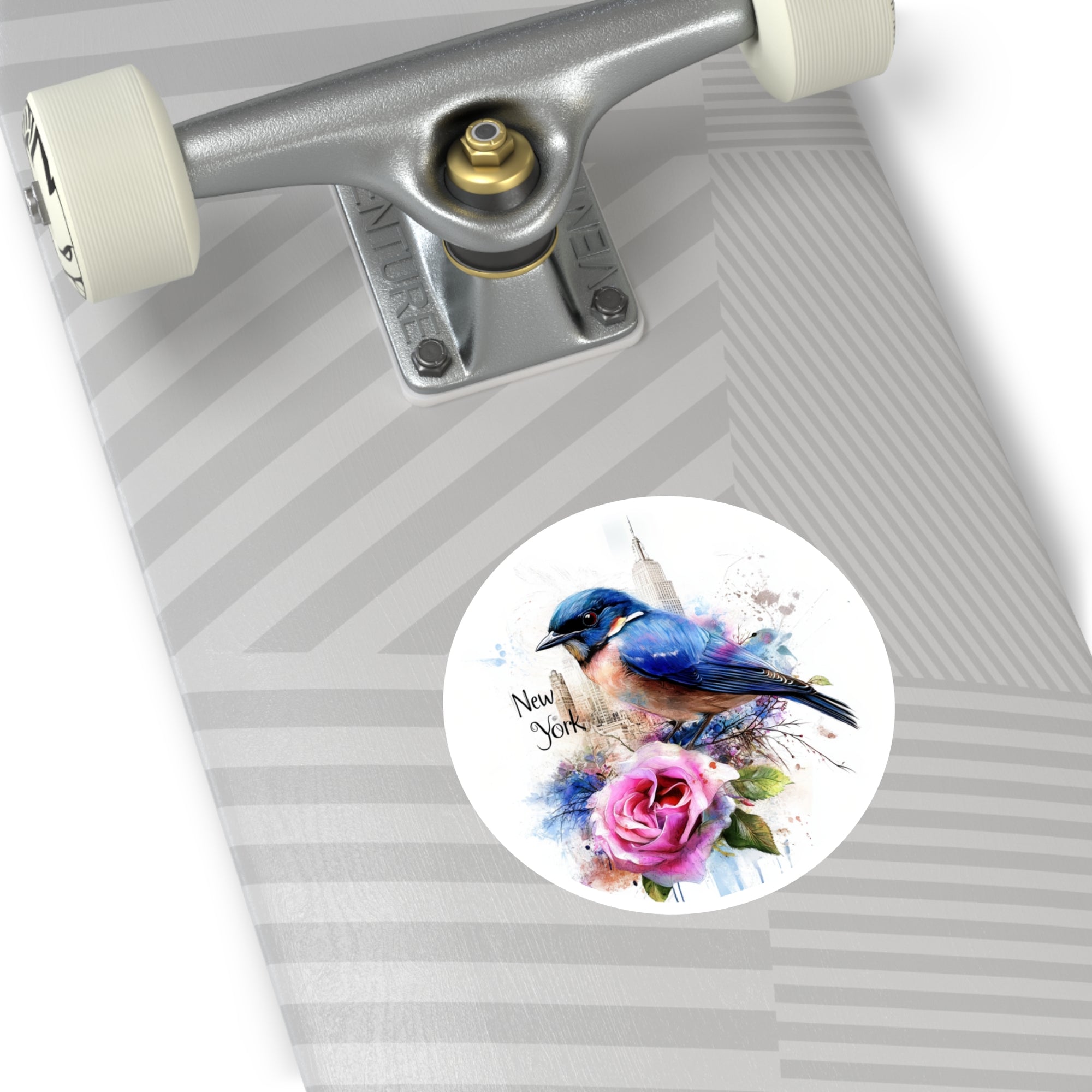 New York Bluebird, City Rose Sticker, Urban Nature Art, State Pride Design
