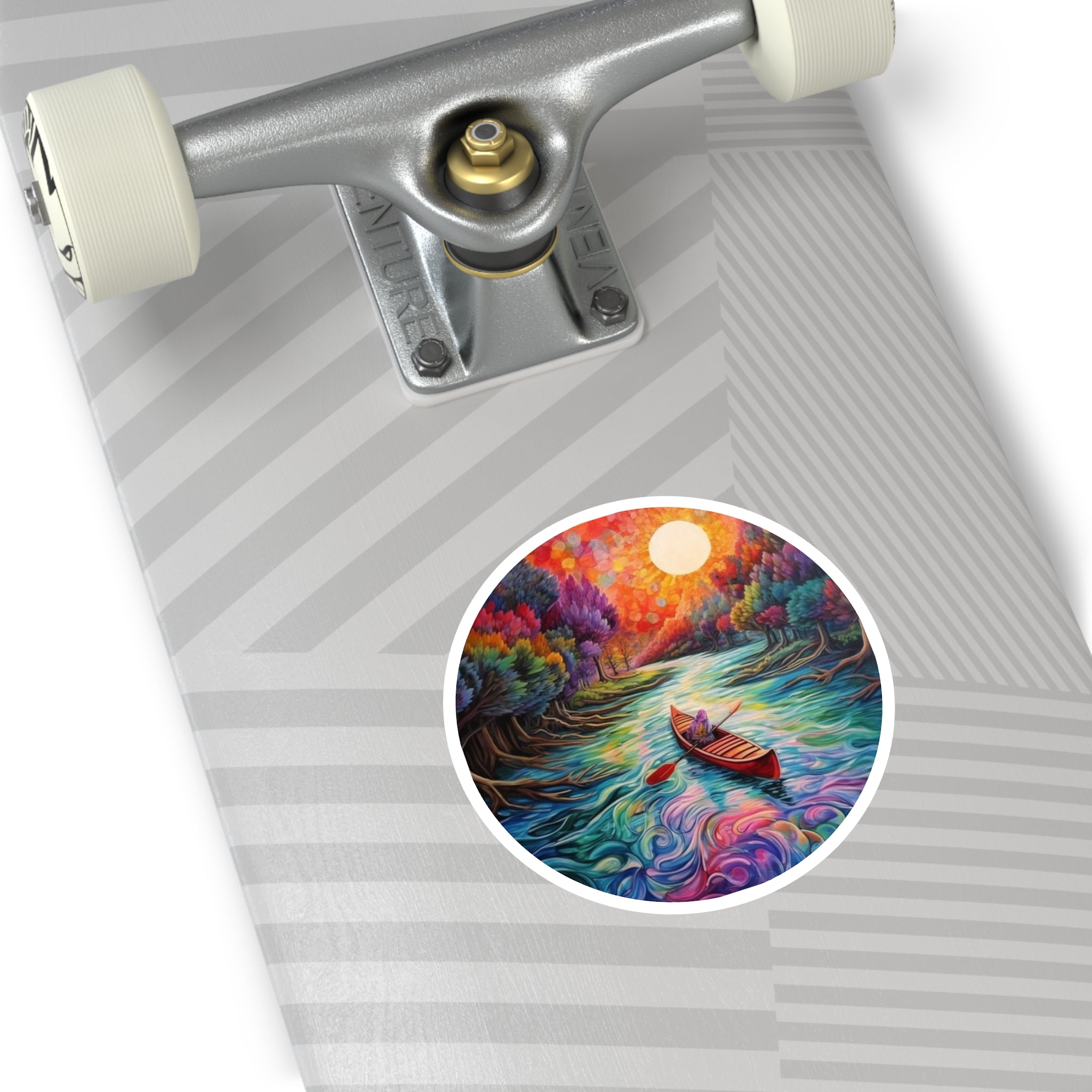 Rainbow River Kayak, Fantasy Sticker, Trippy Art, Magical Design