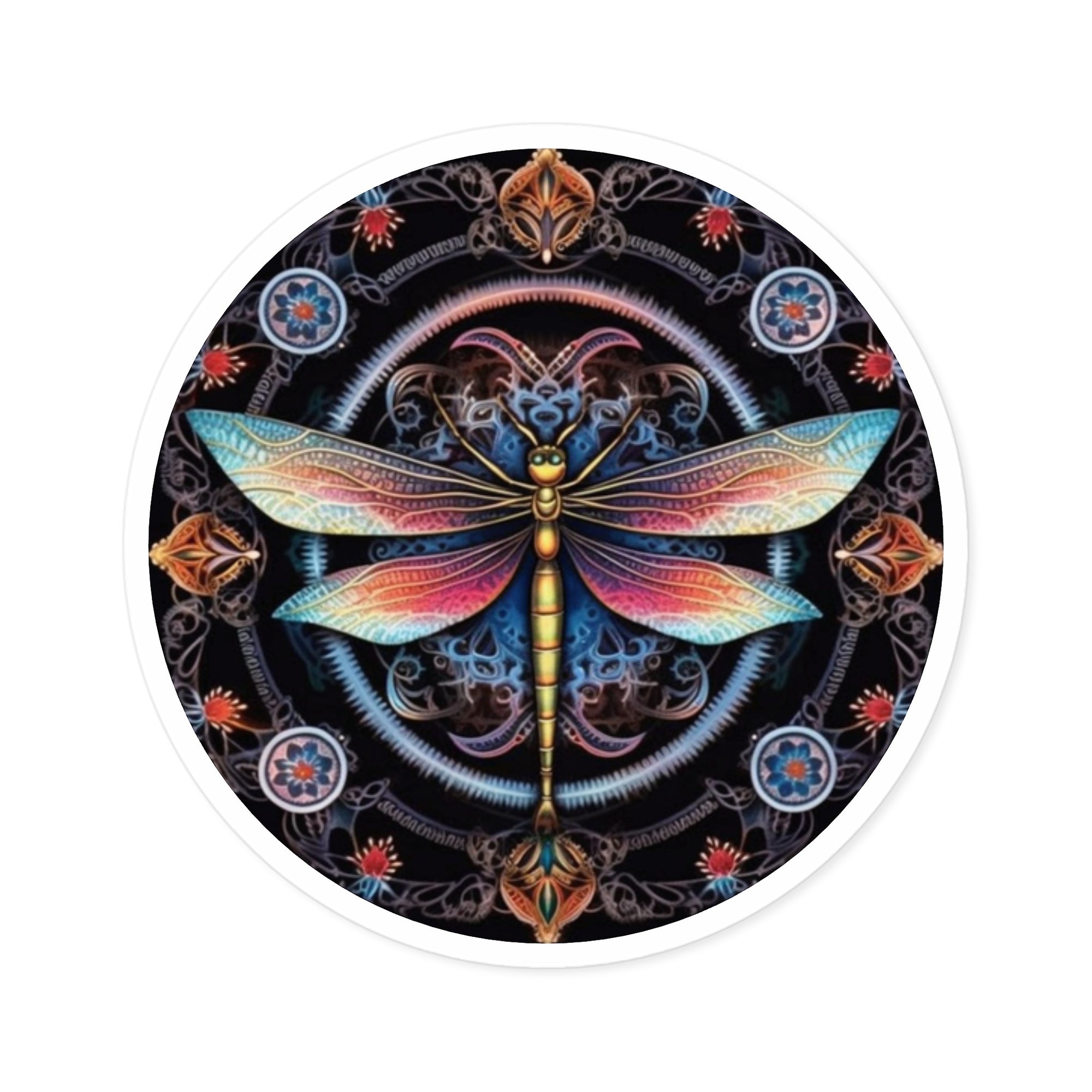 Mystic Dragonfly Sticker, Ornate Tattoo Art, Boho Design, Magical Energy