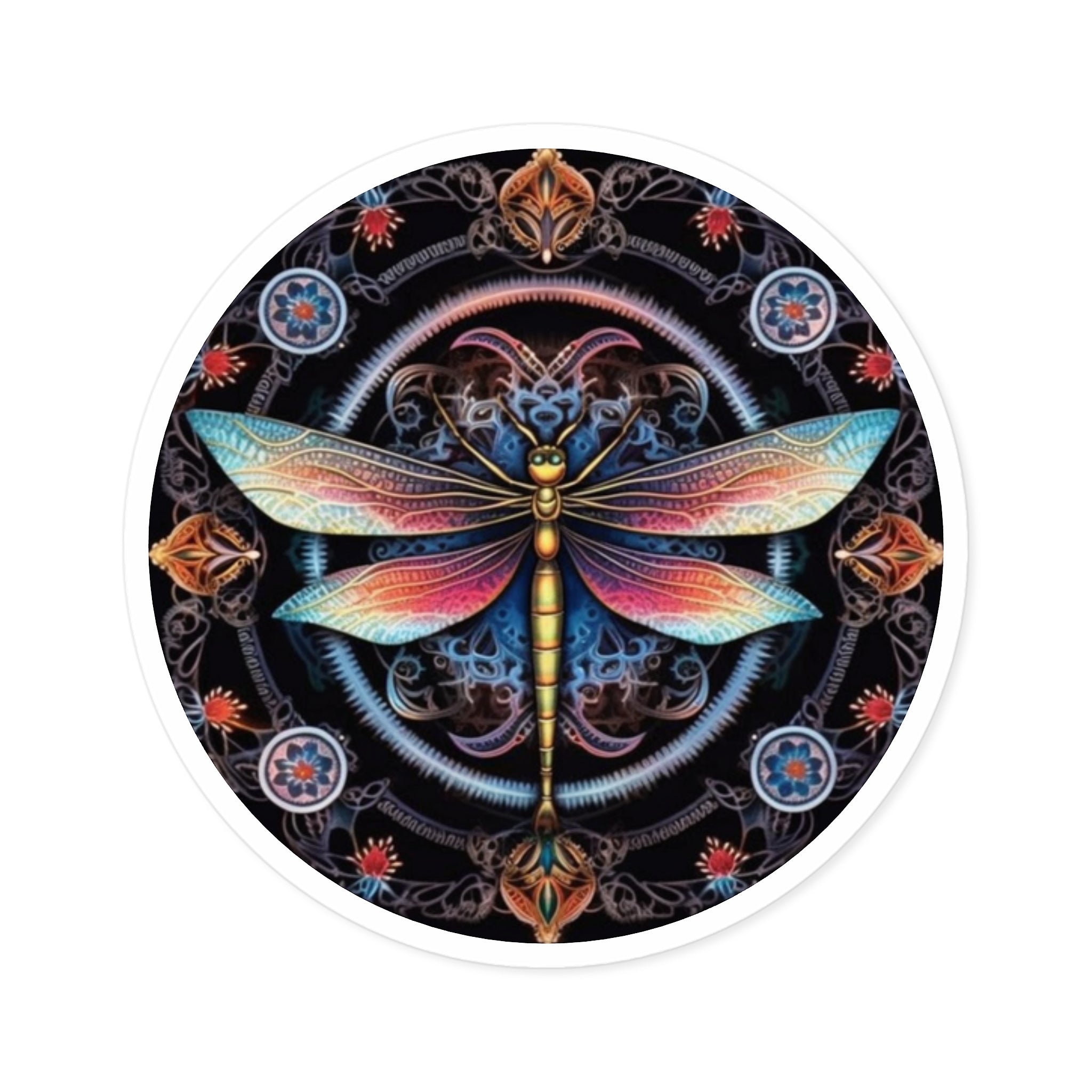 Mystic Dragonfly Sticker, Ornate Tattoo Art, Boho Design, Magical Energy