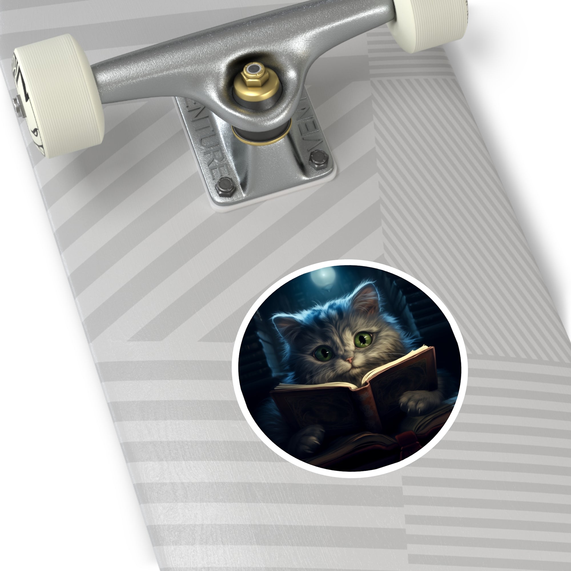 Cute Reading Cat Sticker, Cozy Art Style, Laptop Decor Gift