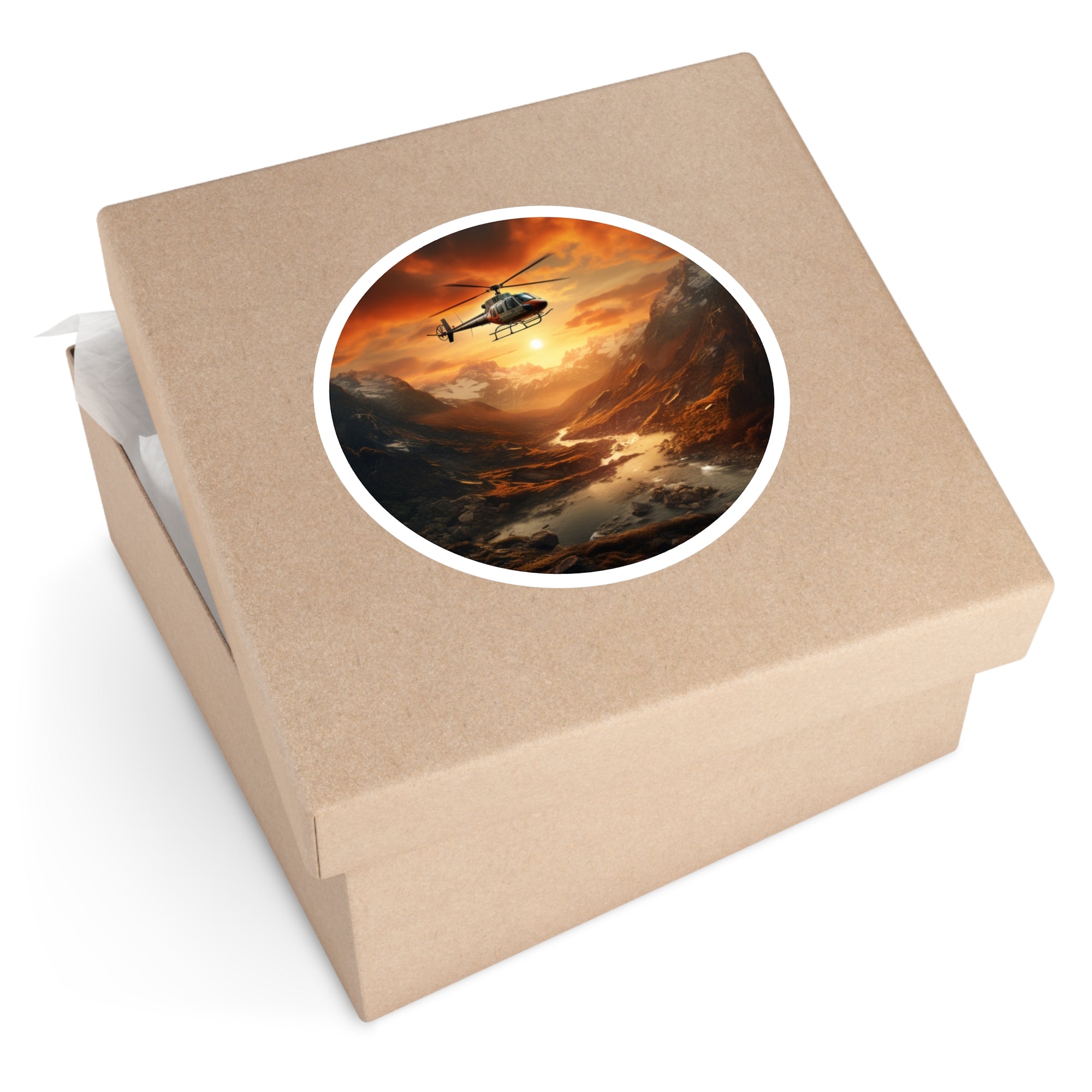 Helicopter Scenic View, Adventure Art Sticker, Travel Decor, Unique Gift