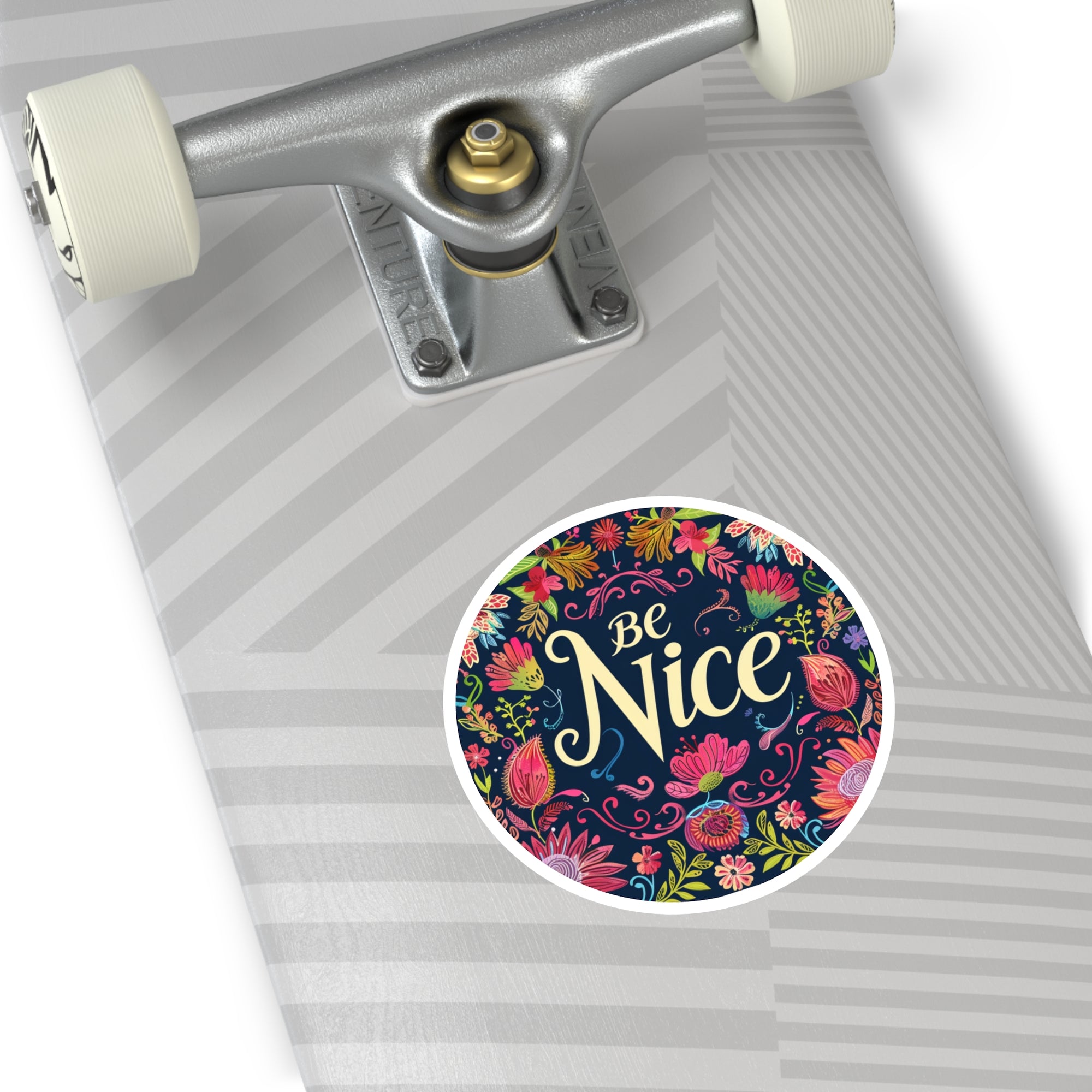 Be Nice Botanical Sticker, Kind Quote Art, Bright Floral Design, Wholesome Gift