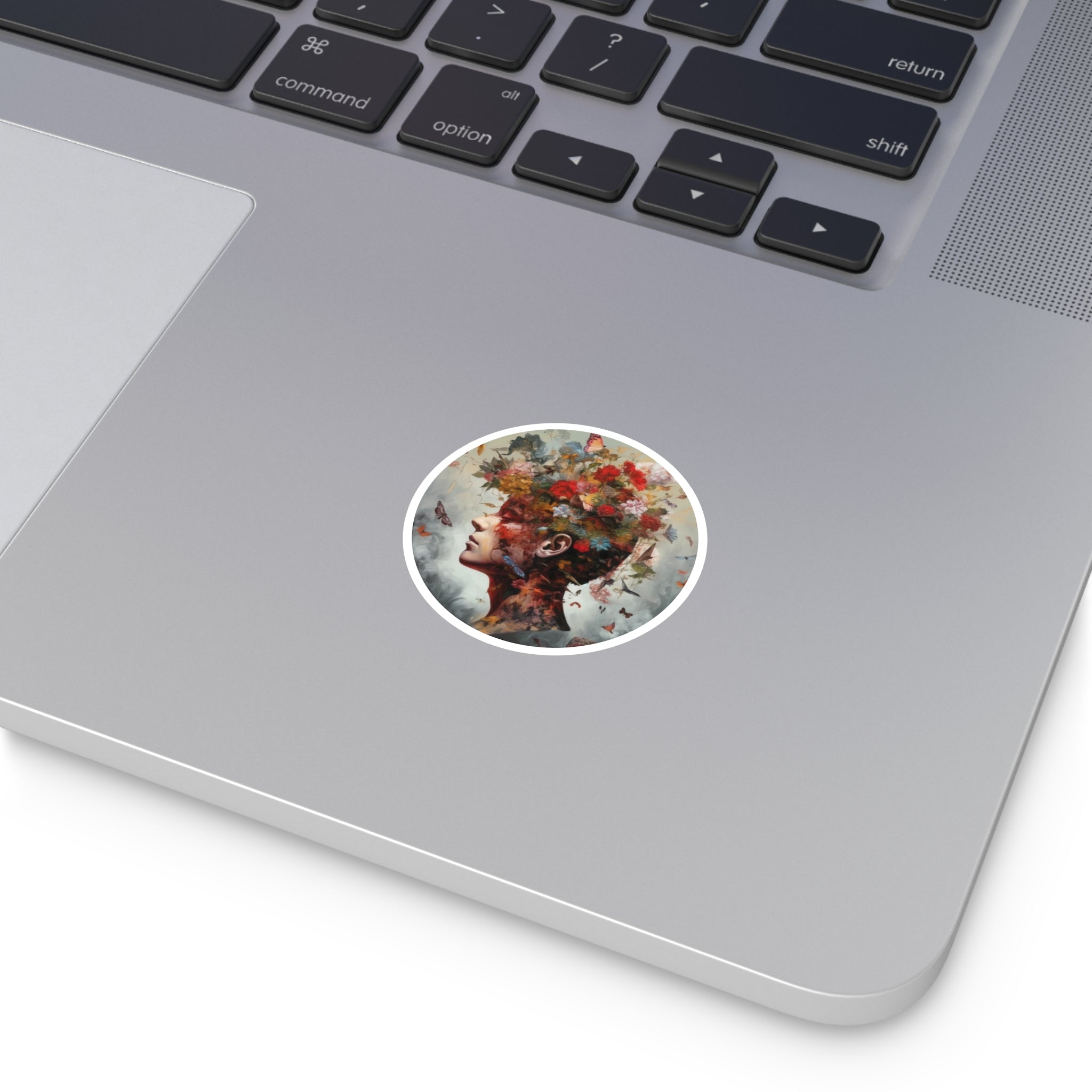 In Your Head Sticker, Floral Portrait Art, Surreal Design, Dreamy Gift