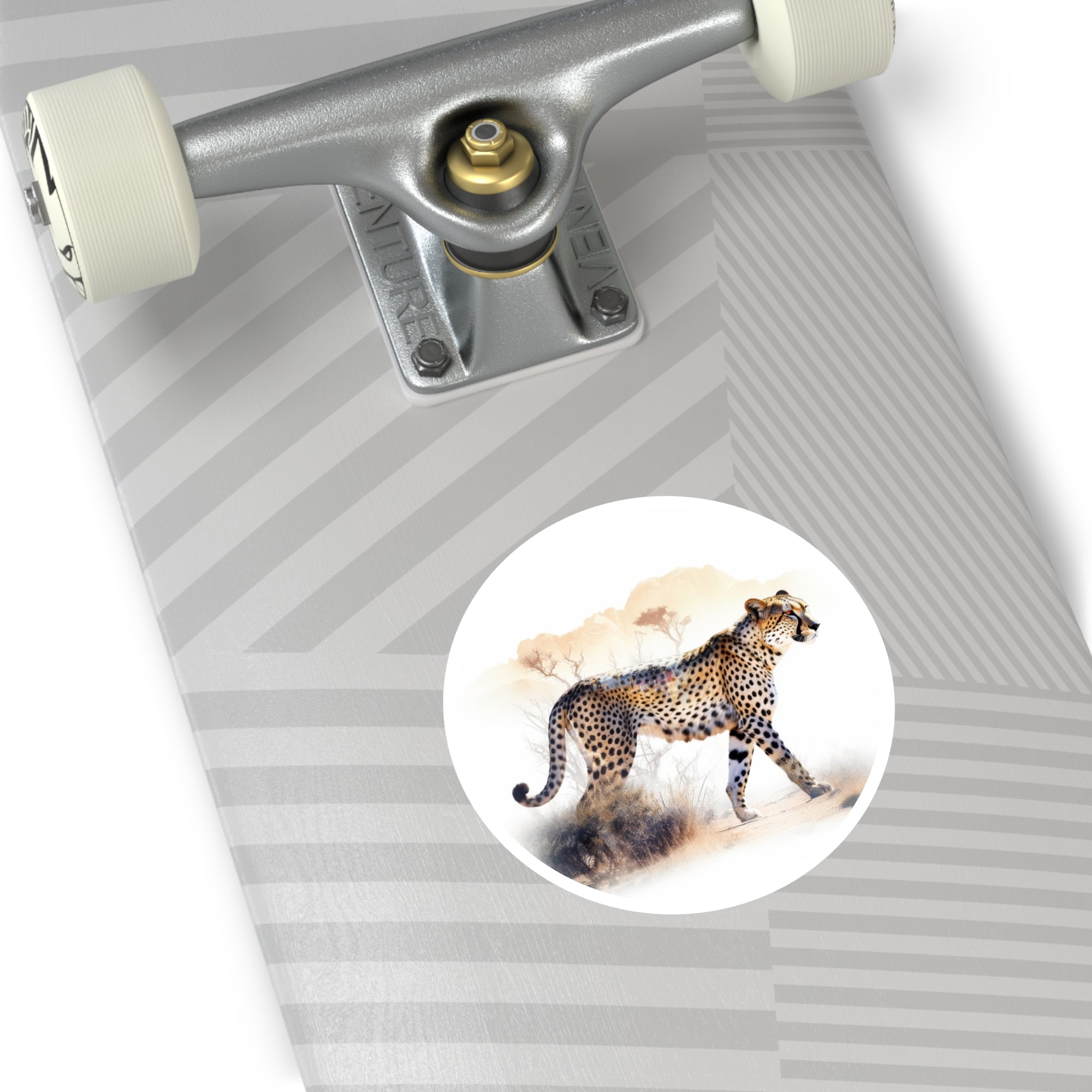 Cheetah in Desert, Double Exposure Animal Sticker, Artistic Wildlife Design, Safari Gift