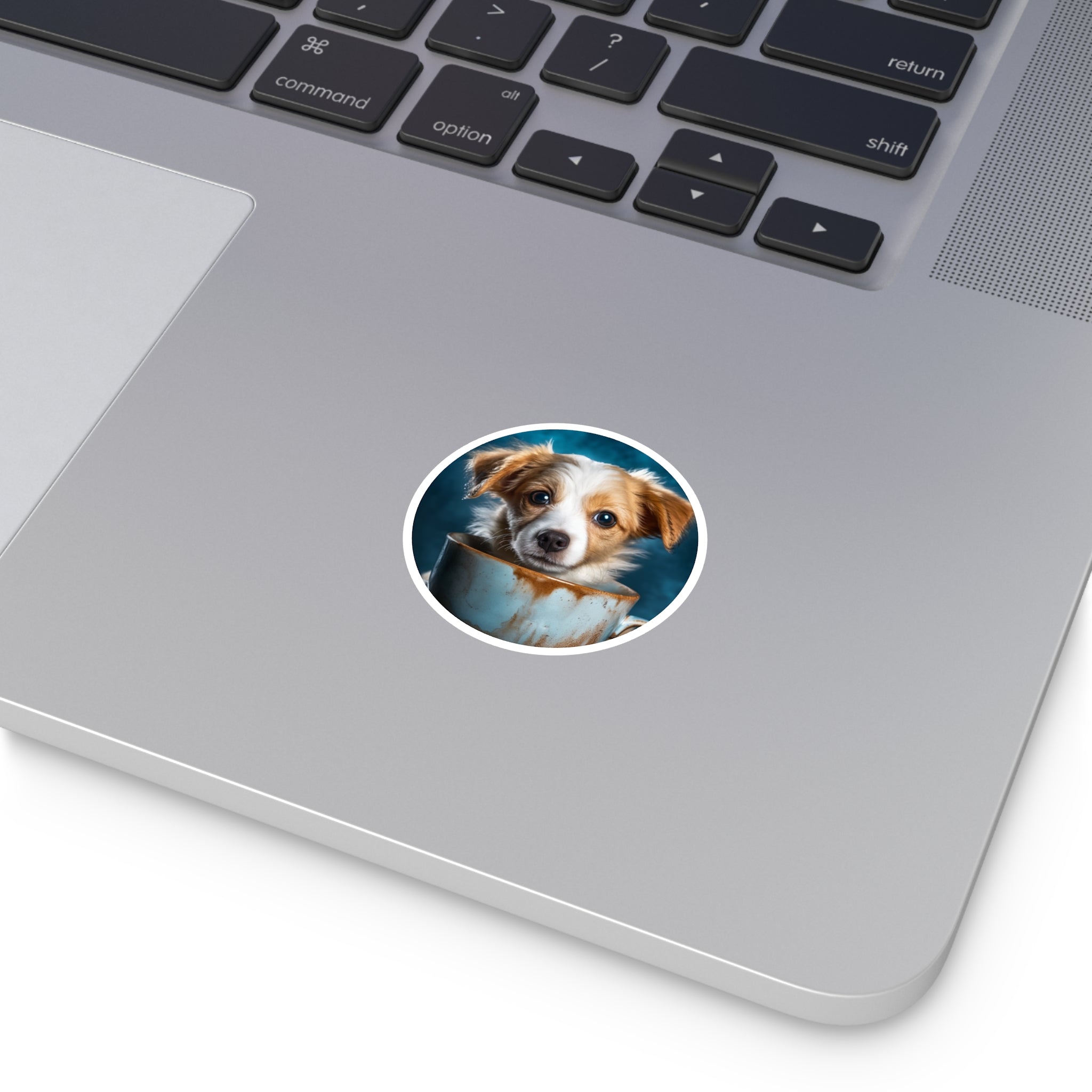Morning Pup Sticker, Coffee Art, Cute Dog Design, Cozy Lifestyle Aesthetic
