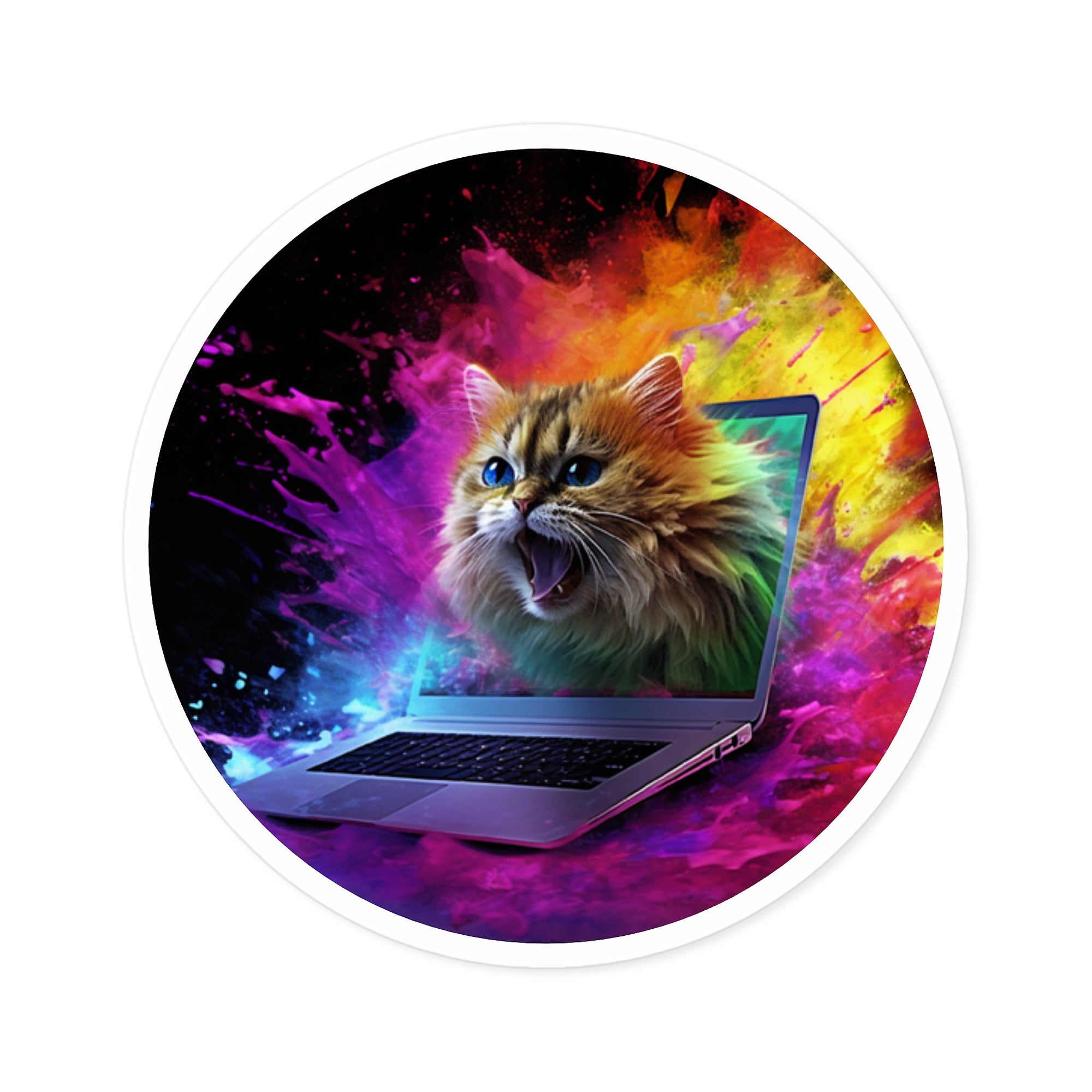 Color Splash Cat, Fun Art Sticker, Laptop Decor, Creative Gift