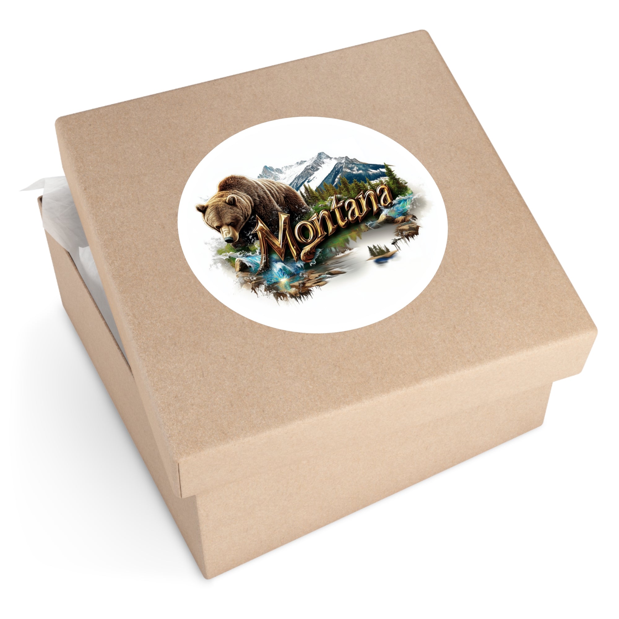 Montana Bear Sticker, State Animal Design, Wilderness Art, Mountain Scene