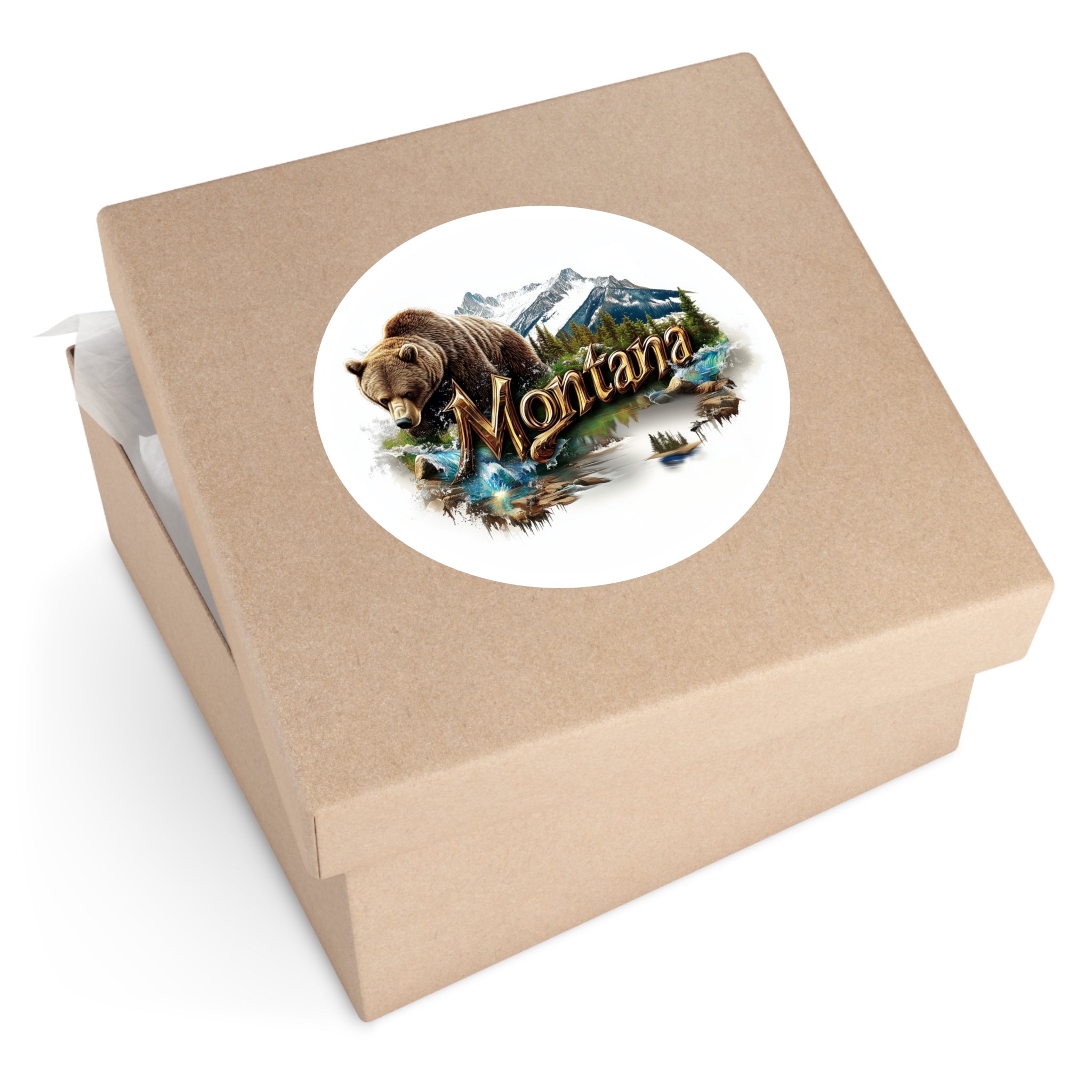 Montana Bear Sticker, State Animal Design, Wilderness Art, Mountain Scene