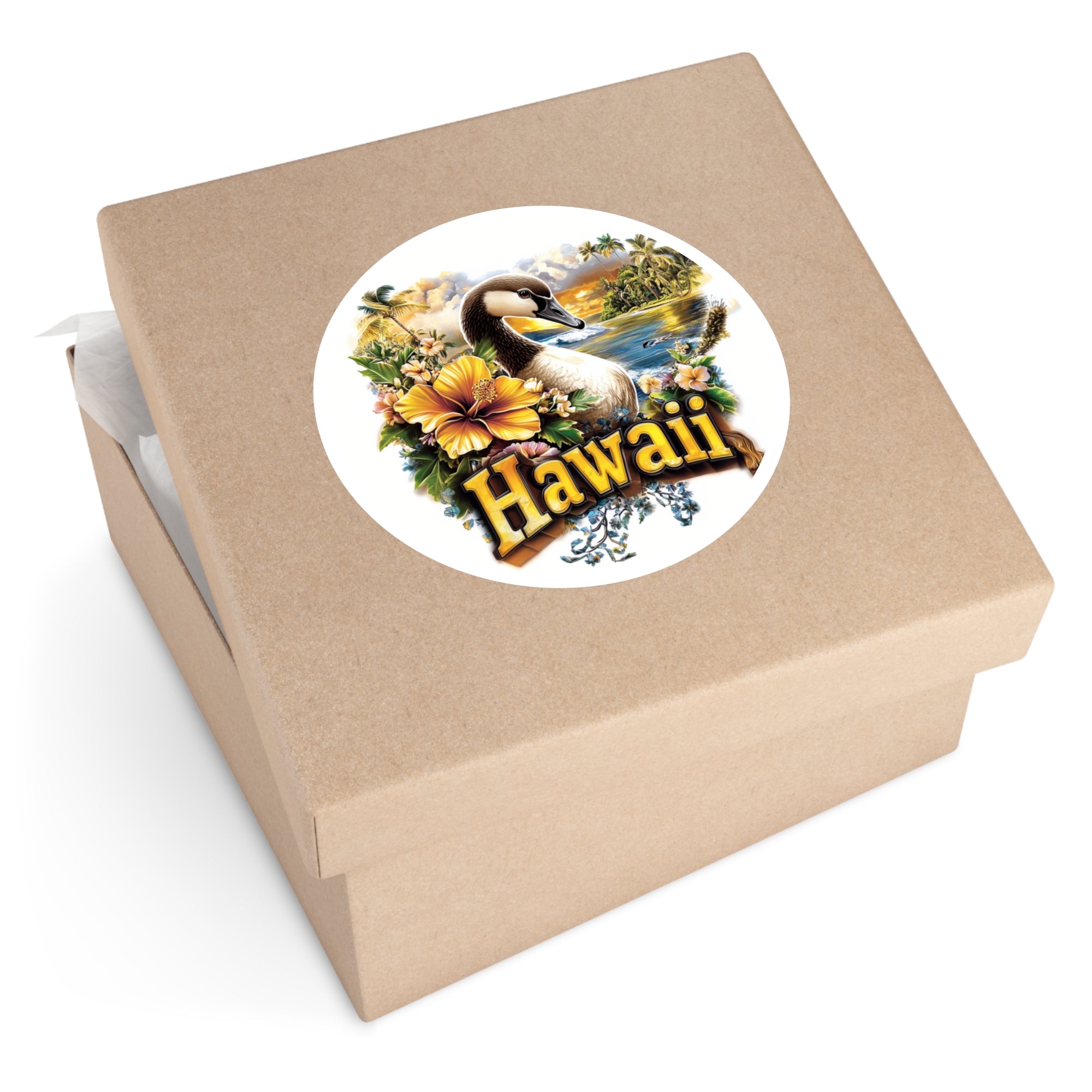 Hawaii Nene Goose Sticker, State Bird Art, Tropical Flower Design, Island Theme