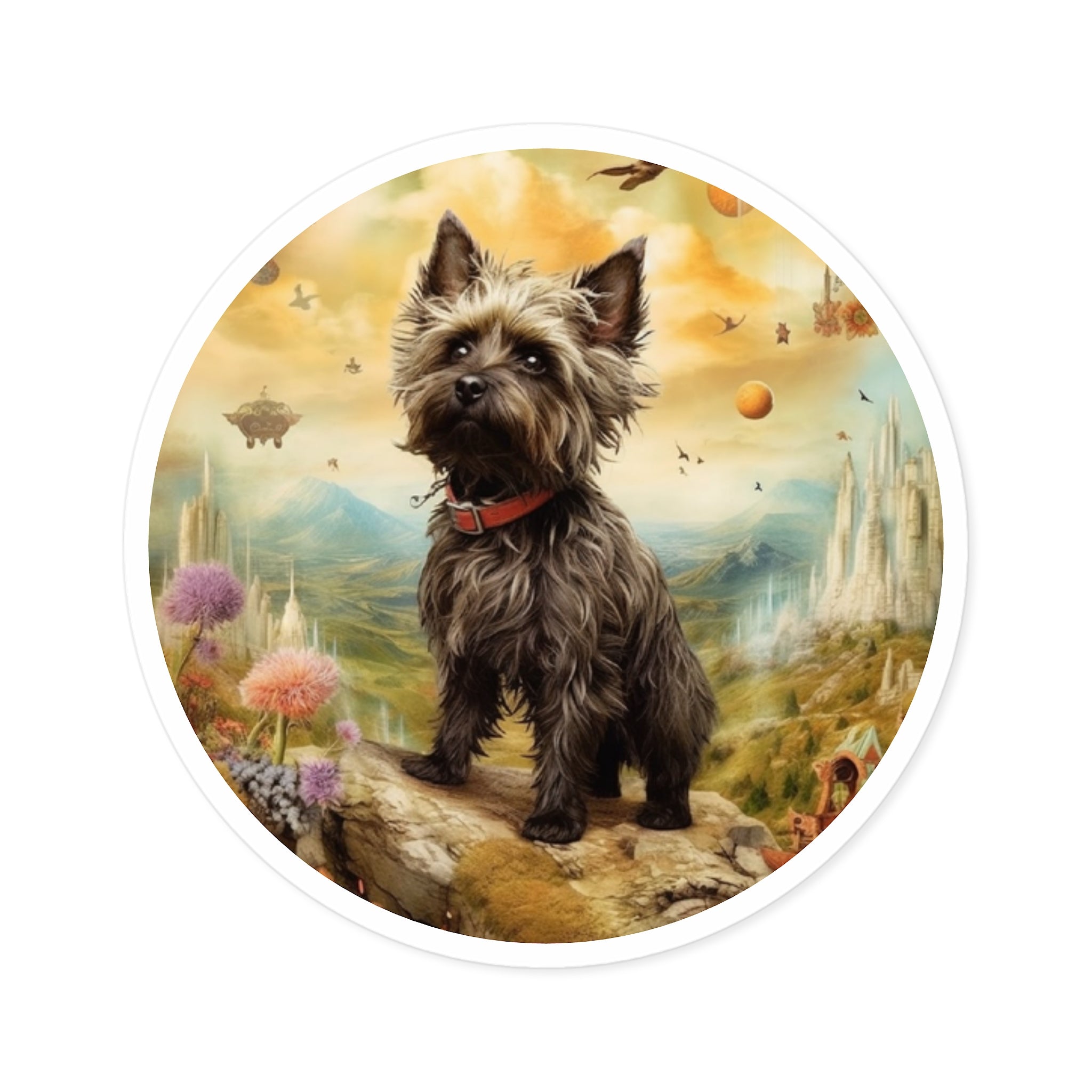 Cairn Terrier, Whimsical Sticker, Laptop Decal, Gift for Dog Lovers