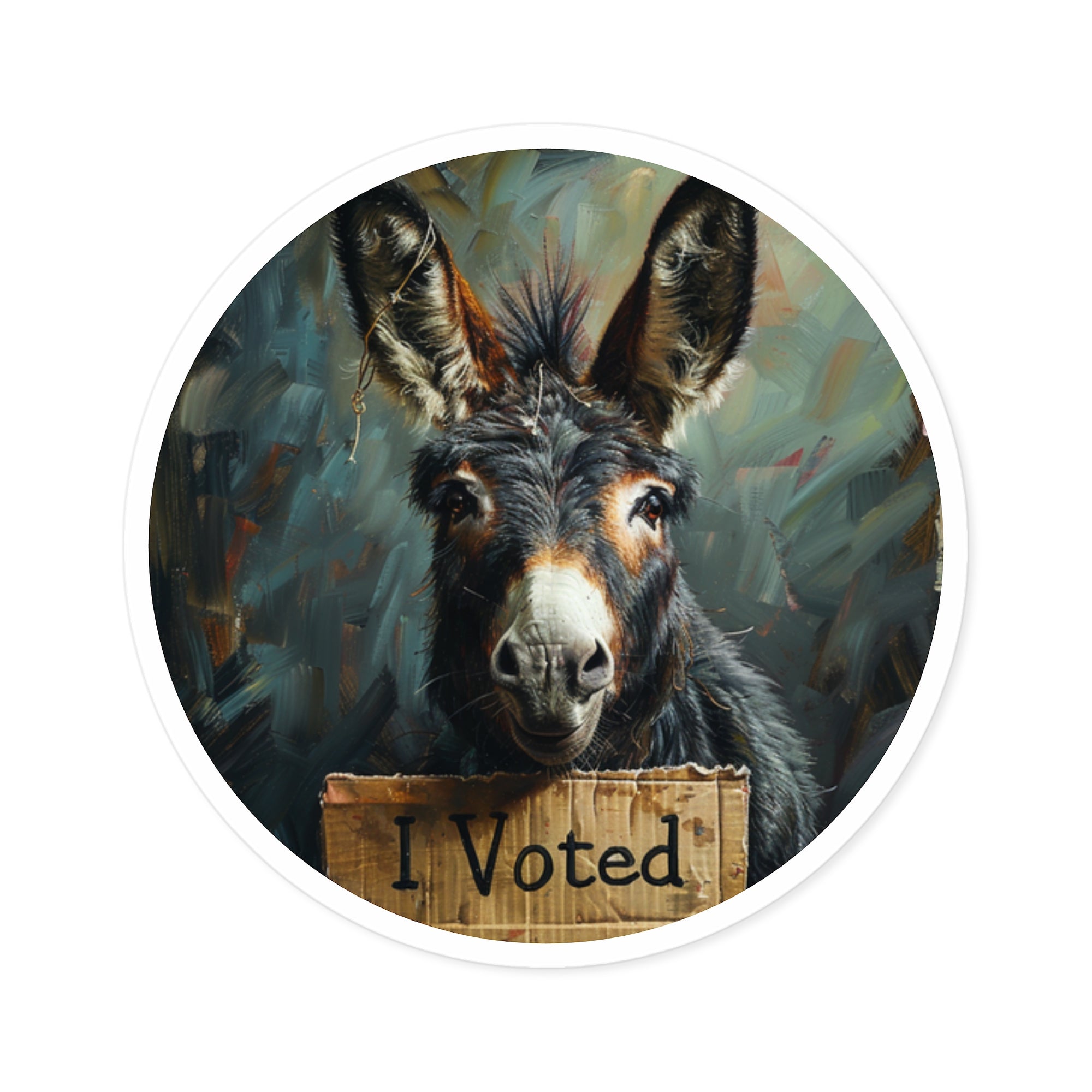 I Voted Donkey, Political Humor Sticker, Animal Art, Civic Design