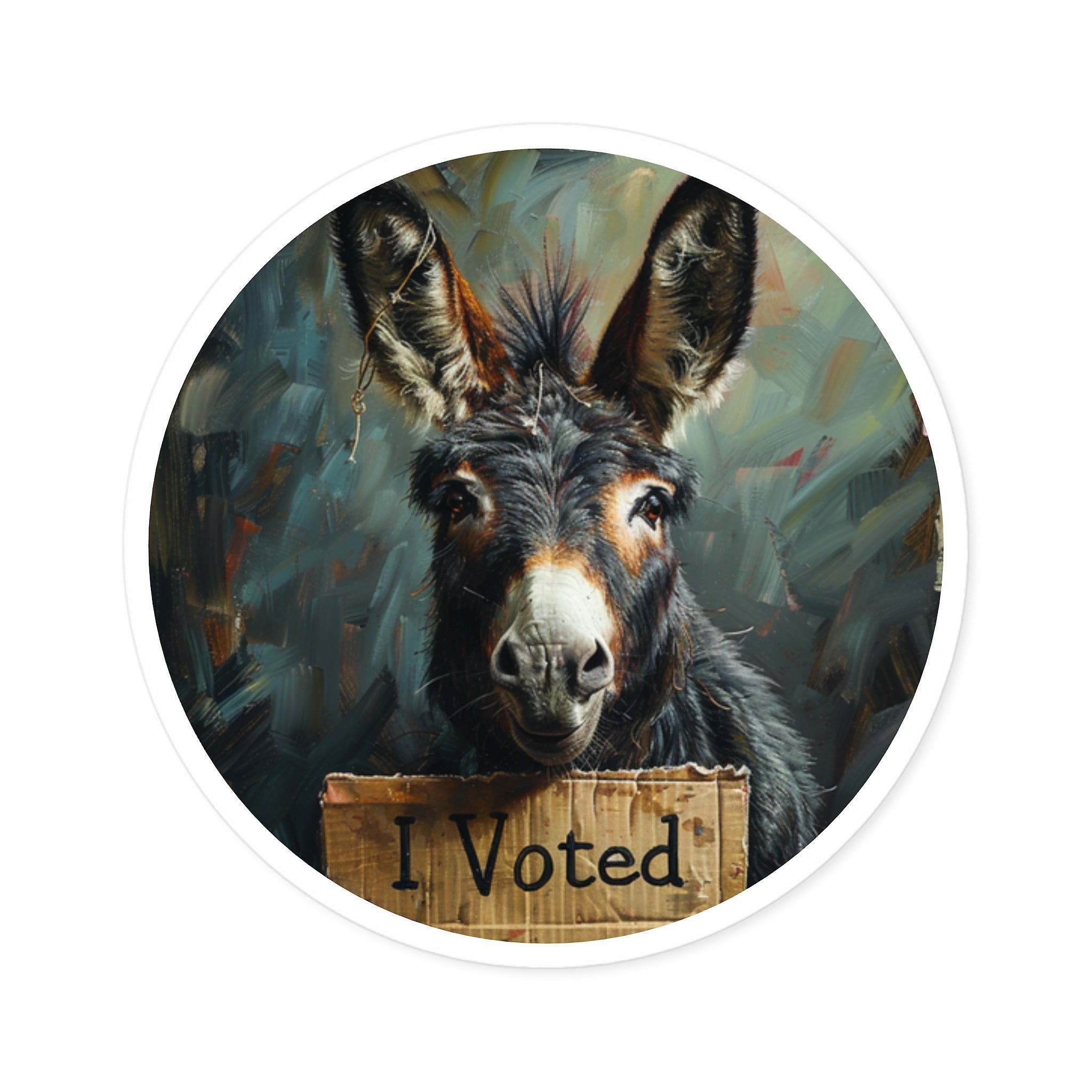 I Voted Donkey, Political Humor Sticker, Animal Art, Civic Design