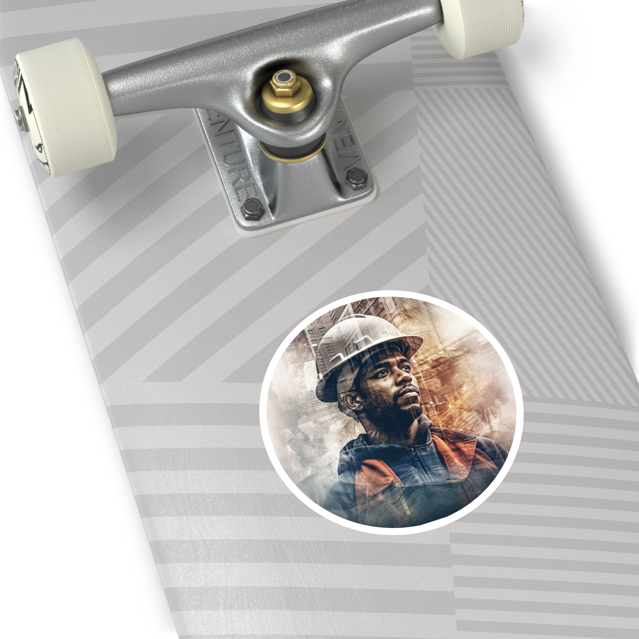 Construction Worker Sticker, Abstract Art, Realistic Portrait, Industrial Gift