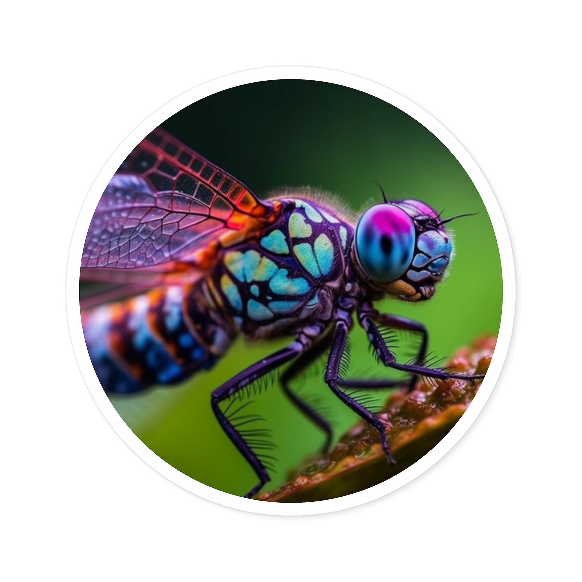 Colorful Dragonfly, Detailed Insect Sticker, Nature Art, Vibrant Design