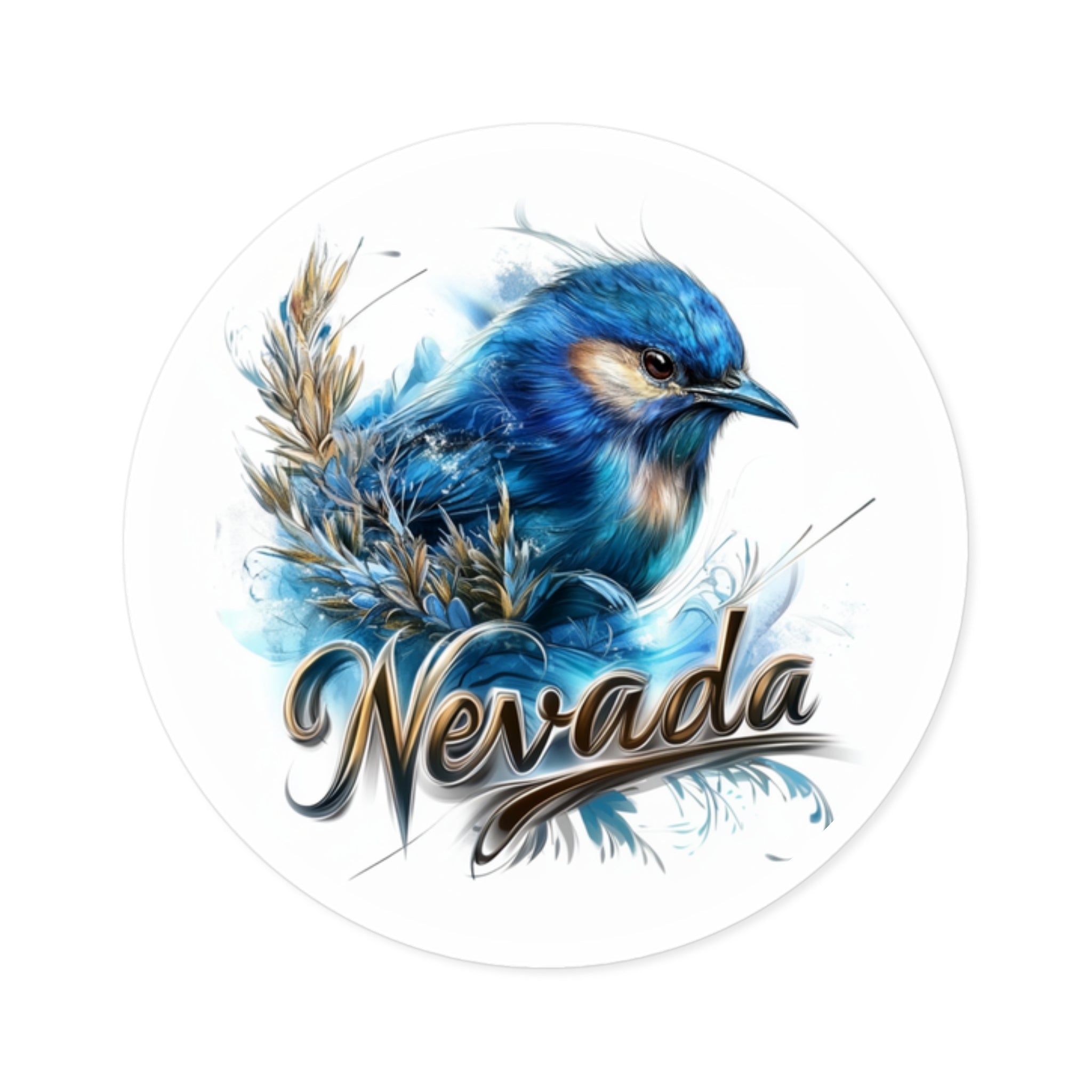 Nevada Bluebird Sticker, State Bird Art, Sagebrush Design, Desert Colors