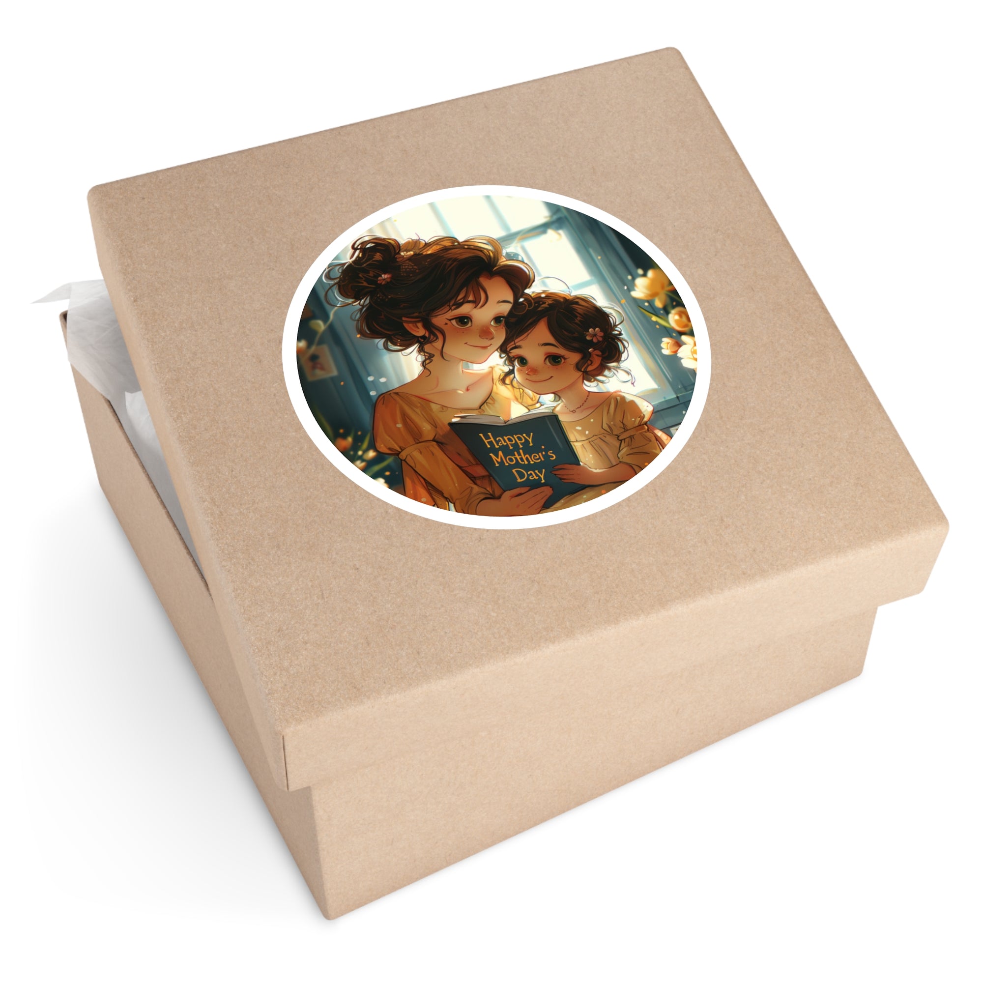 Happy Mother’s Day Sticker, Mom and Daughter Art, Family Love Design, Sweet Gift