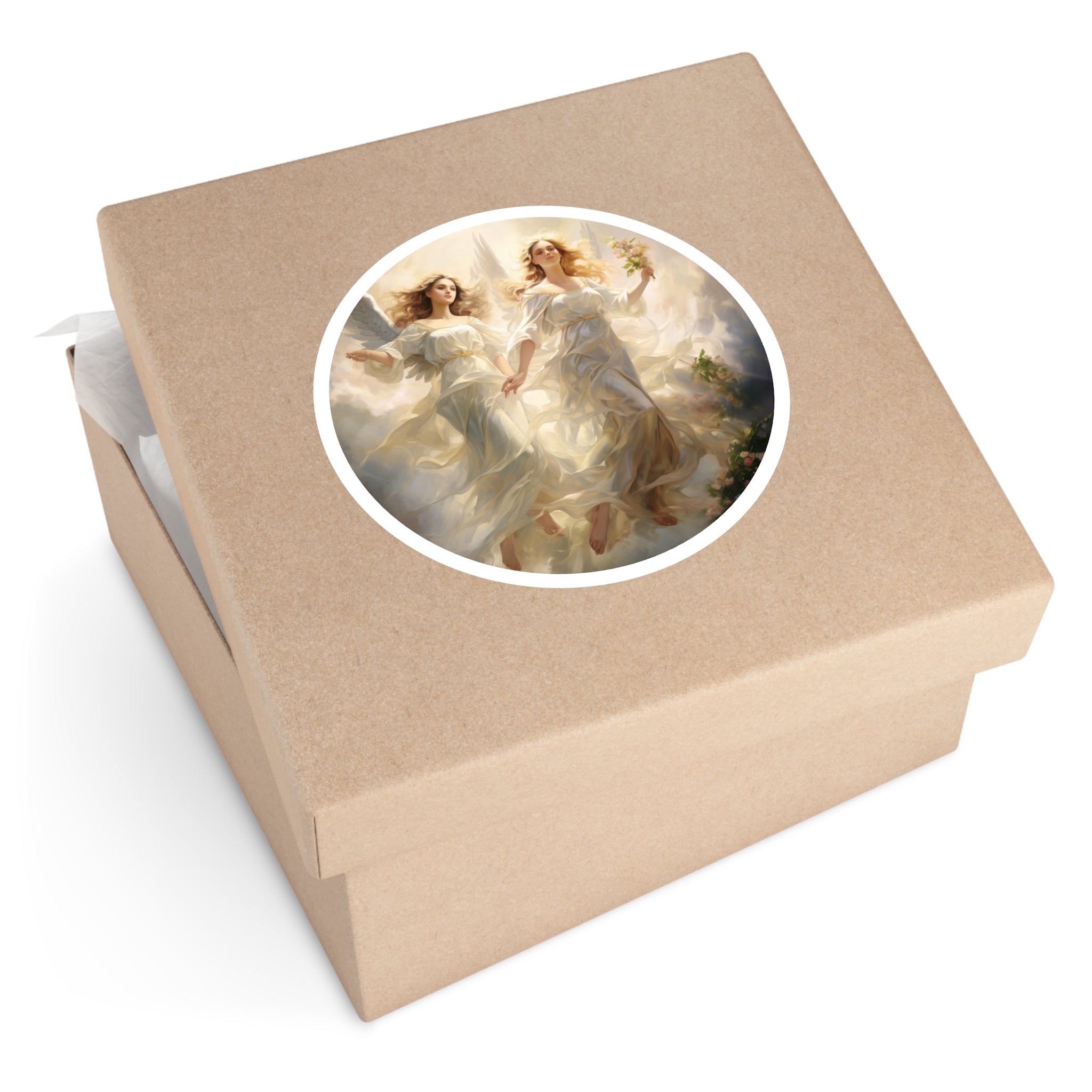 Heavenly Angels, Divine Art Sticker, Spiritual Design, Serene Gift