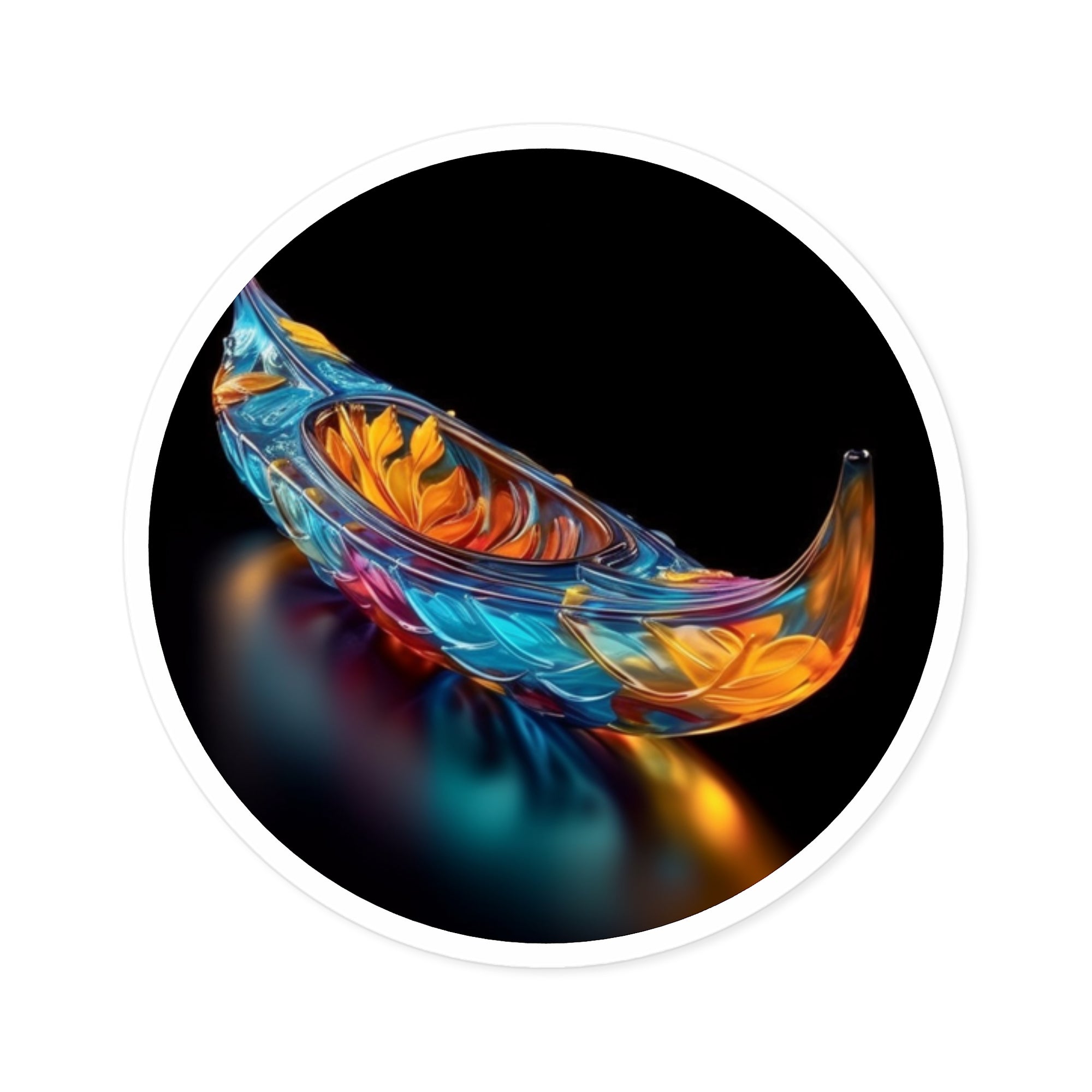 Glass Boat, Colorful Art Sticker, Travel Decor, Unique Gift