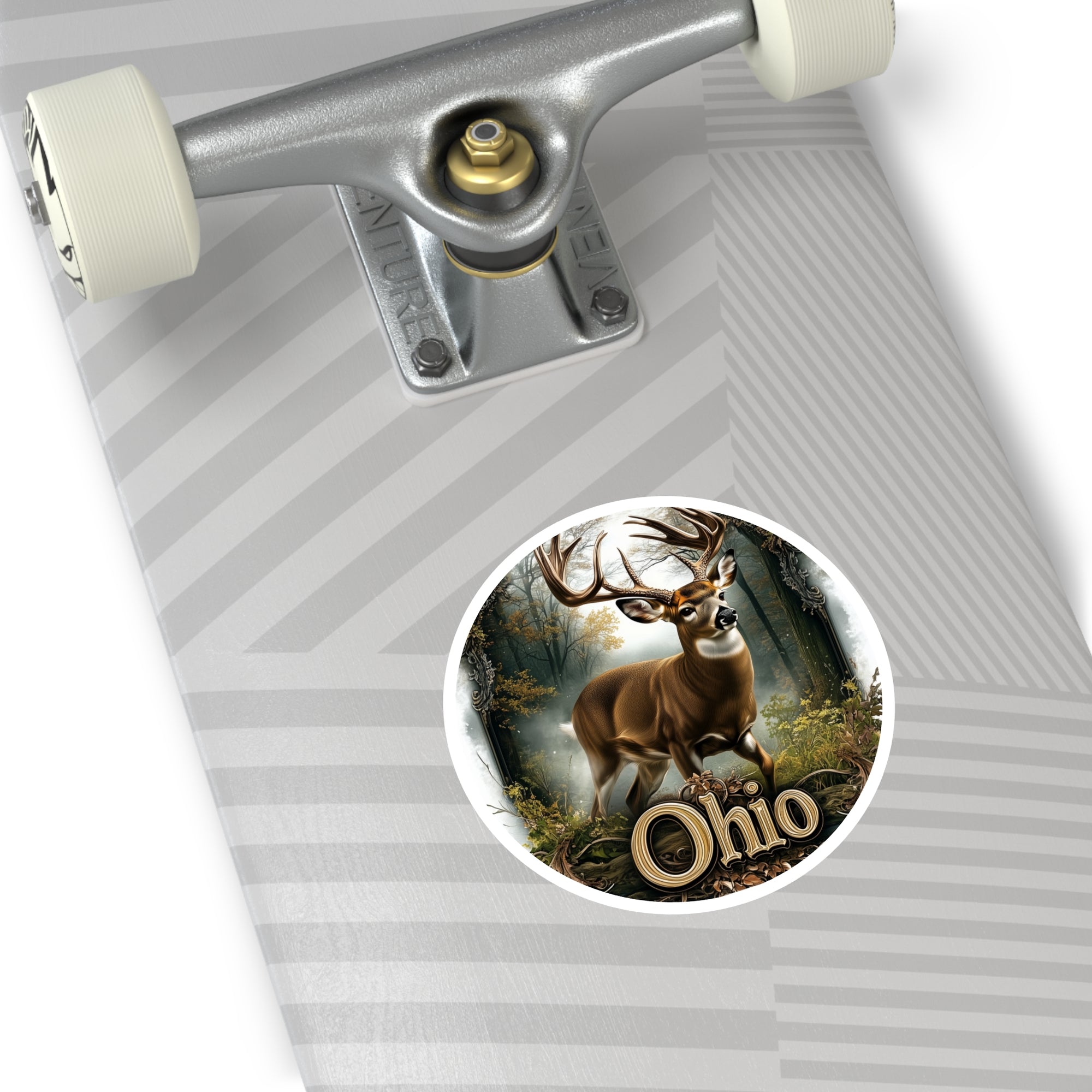 Ohio Buck Sticker, State Animal Design, Rustic Forest Art, Nature Wildlife Scene