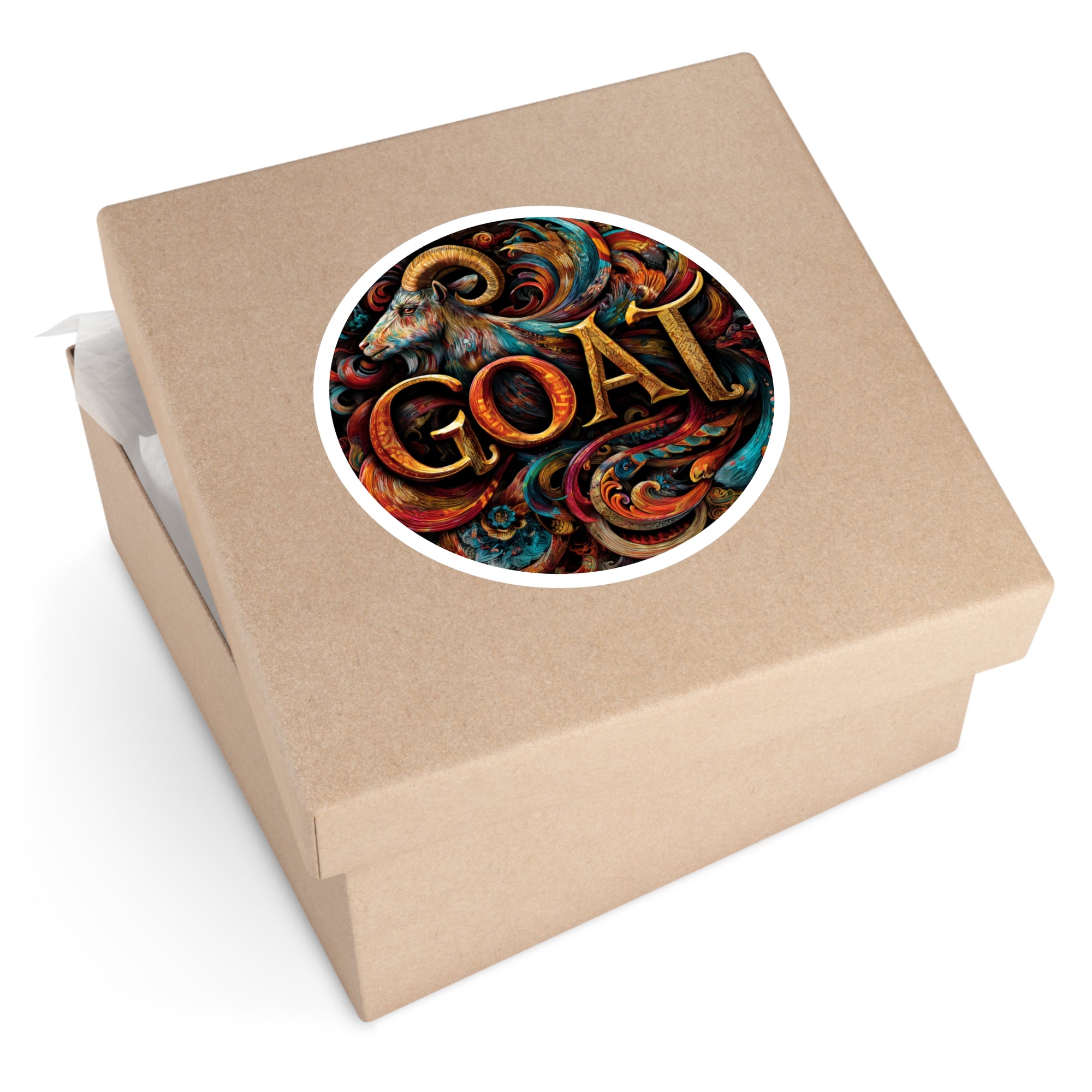 Colorful GOAT, Artistic Typography Sticker, Vibrant Design, Inspiring Art