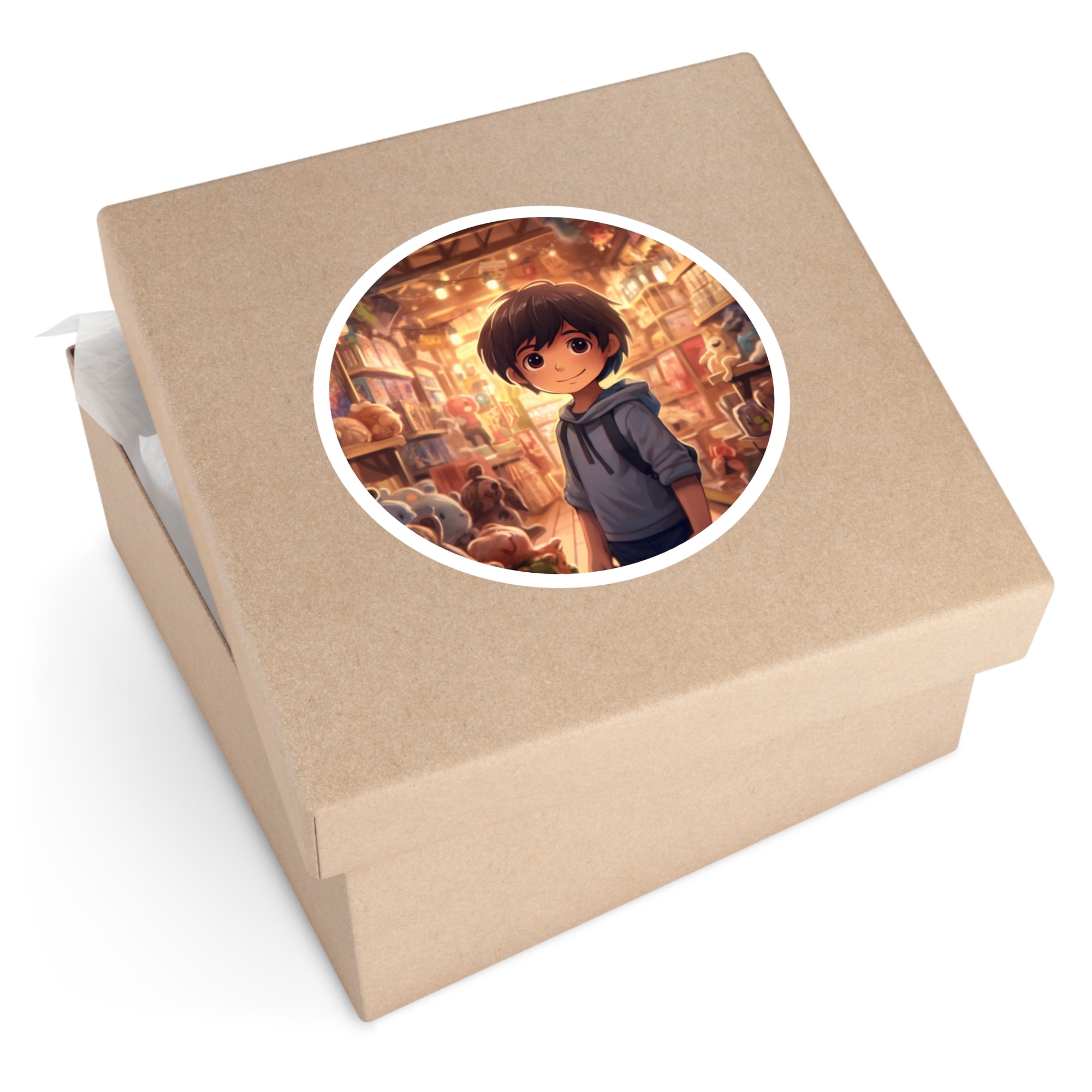 Kid in Toy Store, Fun Art Sticker, Playful Decor, Creative Gift