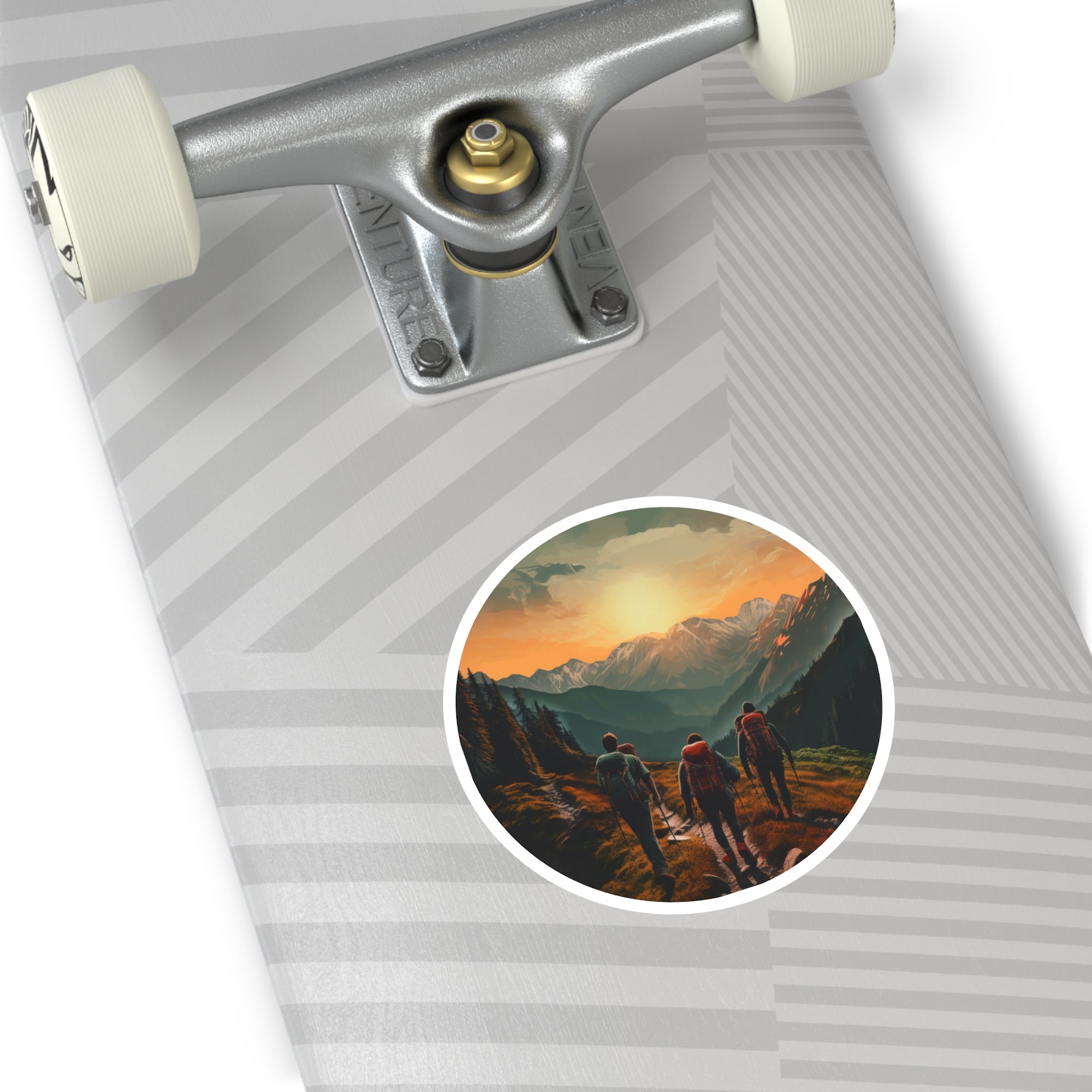 Mountain Hike Sticker, Adventure Art, Sunset Trail Design, Outdoor Gift