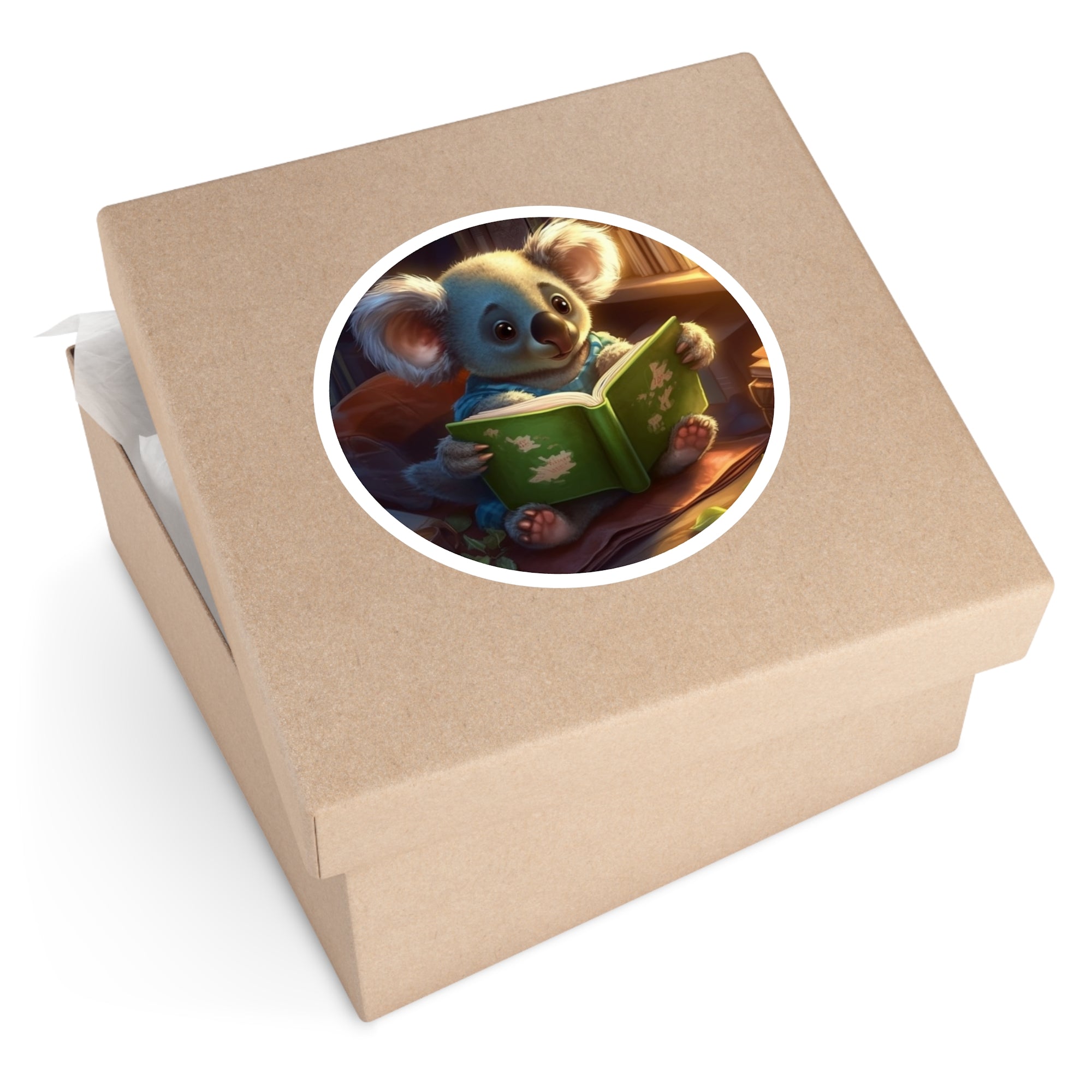 Reading Koala, Cozy Sticker, Whimsical Book Art, Cute Design