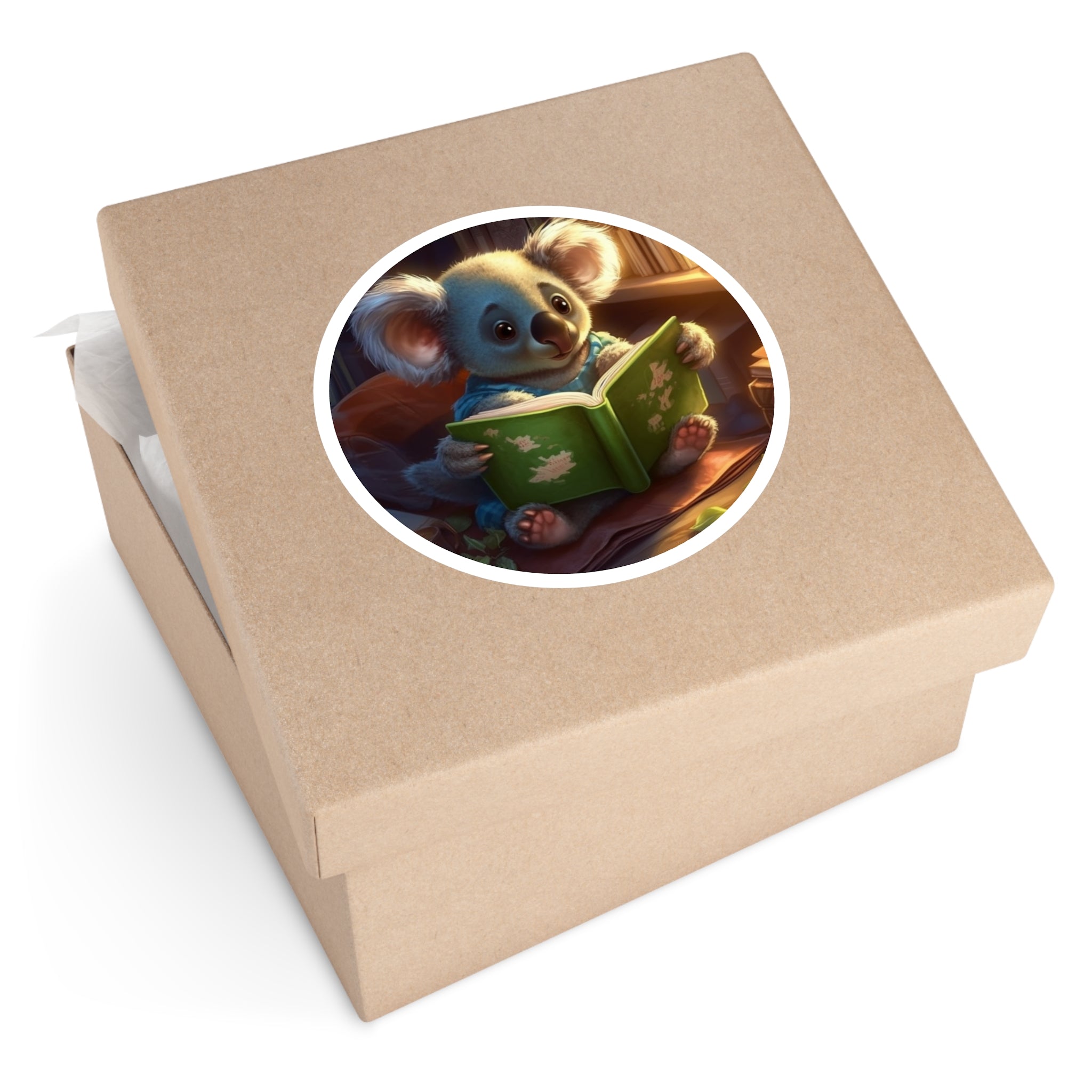 Reading Koala, Cozy Sticker, Whimsical Book Art, Cute Design