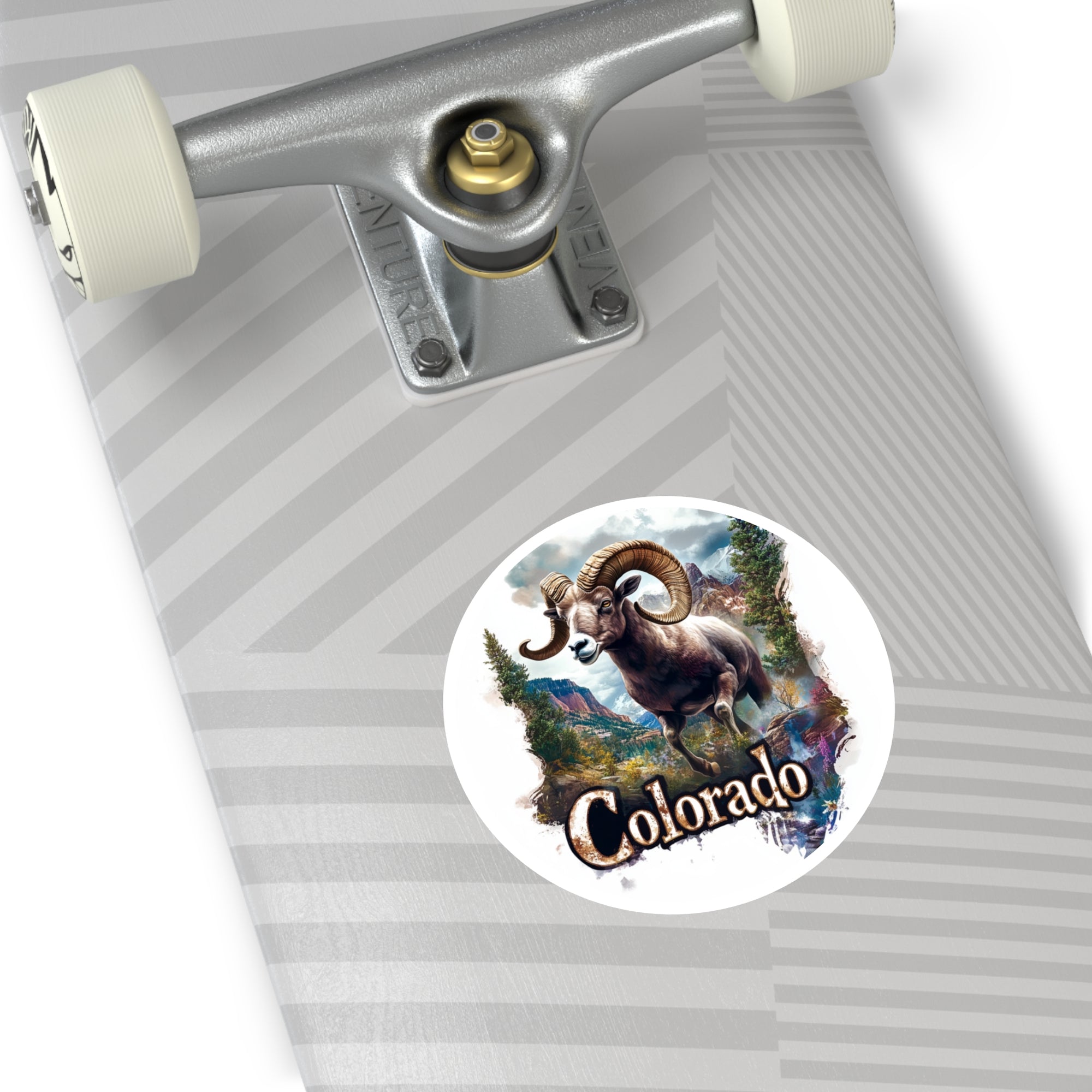 Colorado Bighorn Sheep, Mountain Landscape Sticker, Laptop or Water Bottle, State Pride