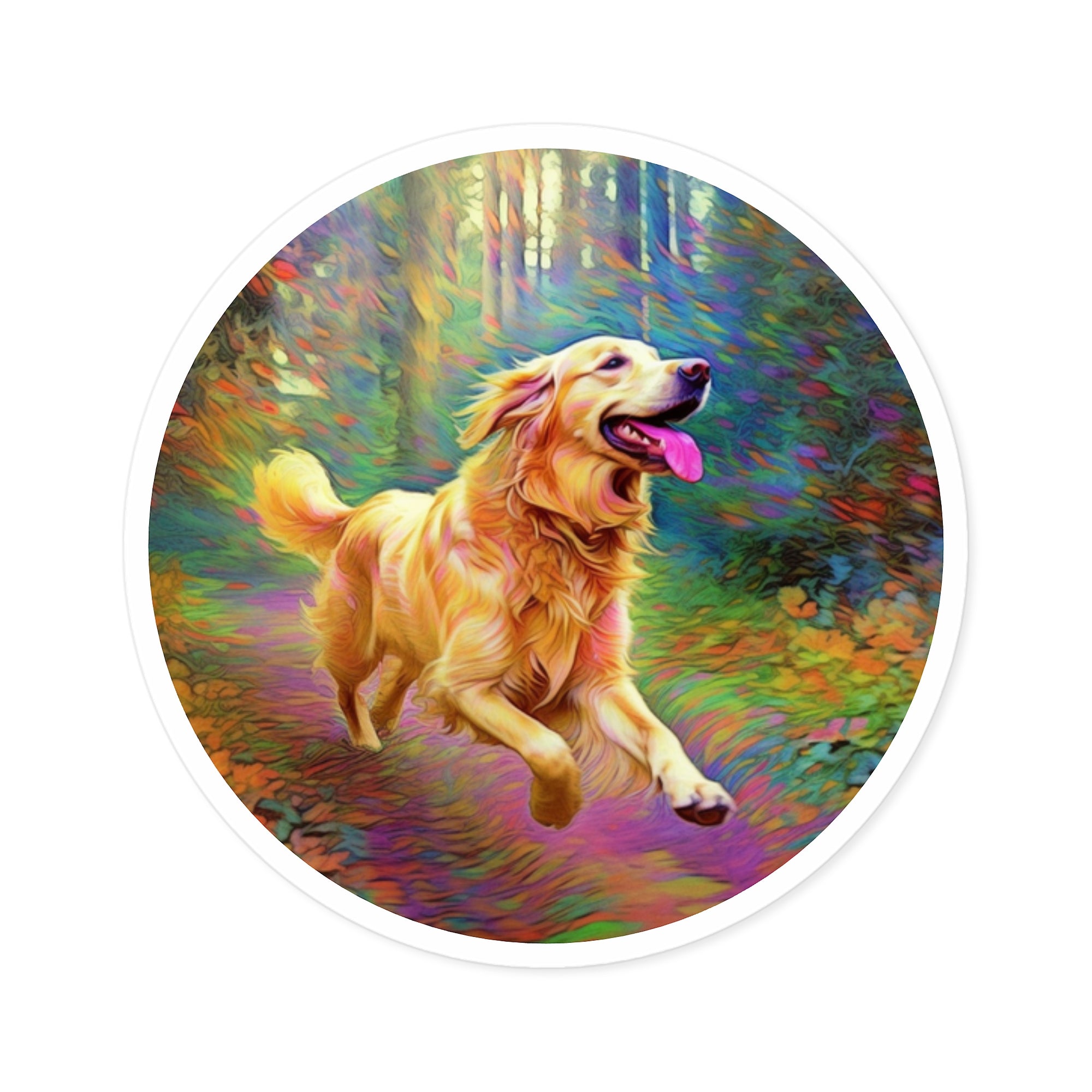 Golden Retriever Sticker, Joyful Dog Art, Colorful Pet Design, Happy Gift