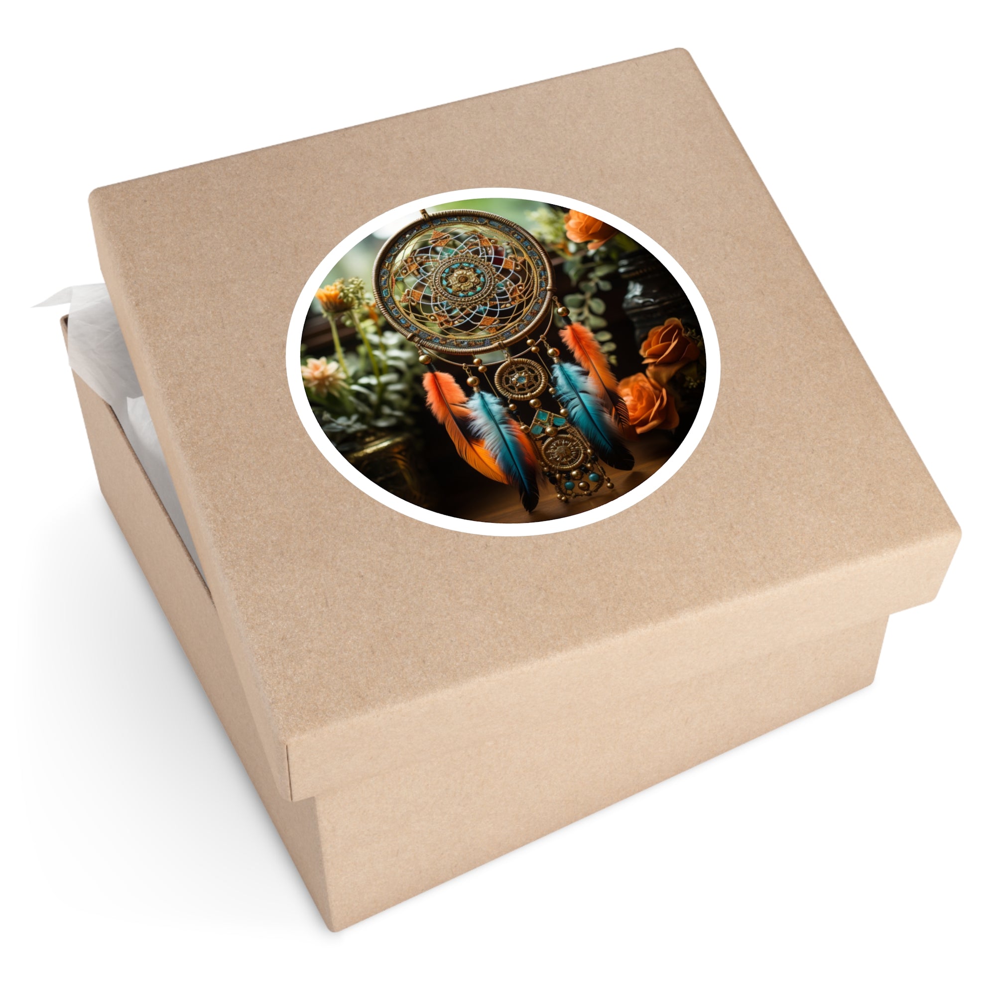 Bohemian Dreamcatcher, Feather Decor Sticker, Laptop Decal, Tranquil Art Gift