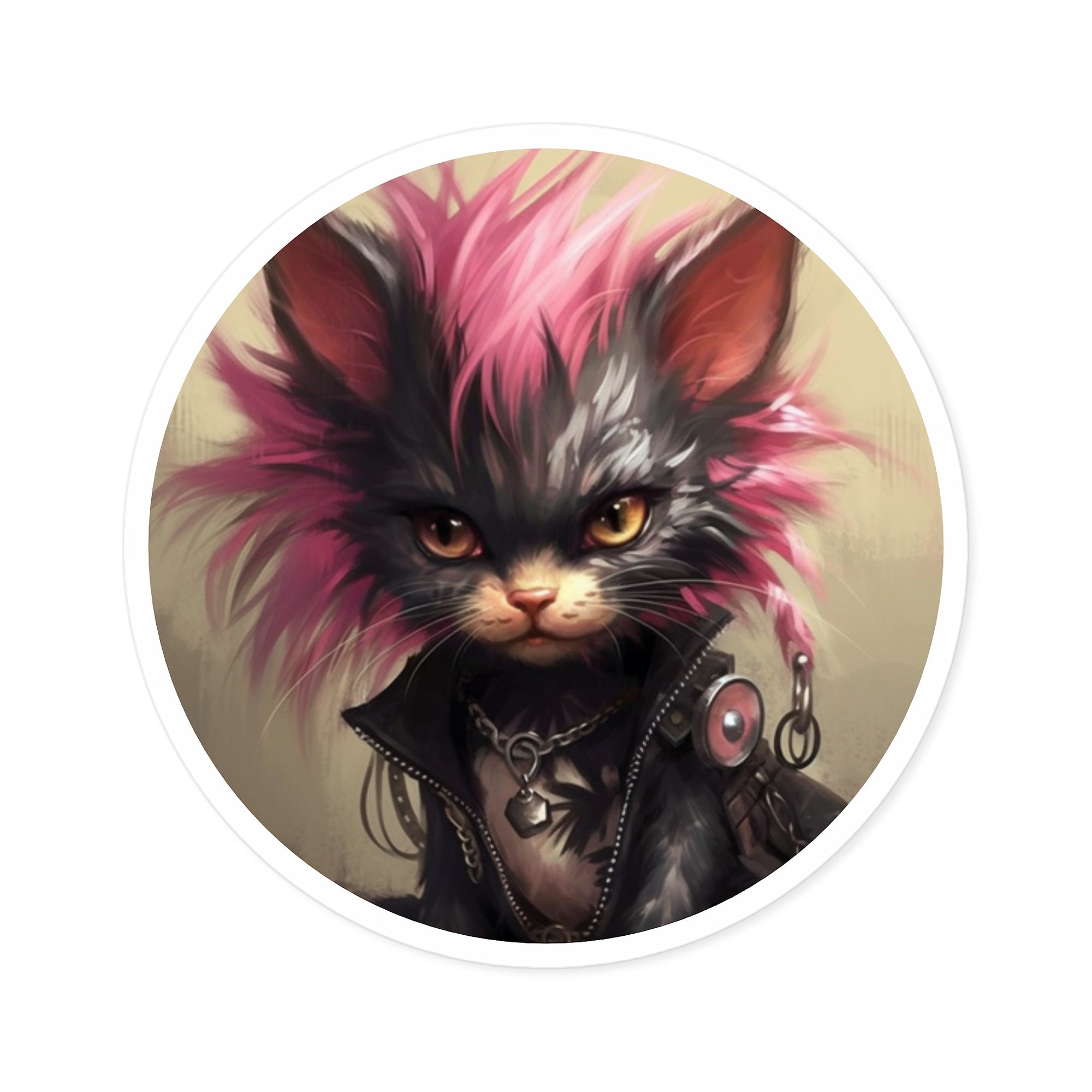 Punk Cat, Rebel Style Sticker, Trendy Pet Art, Attitude Design