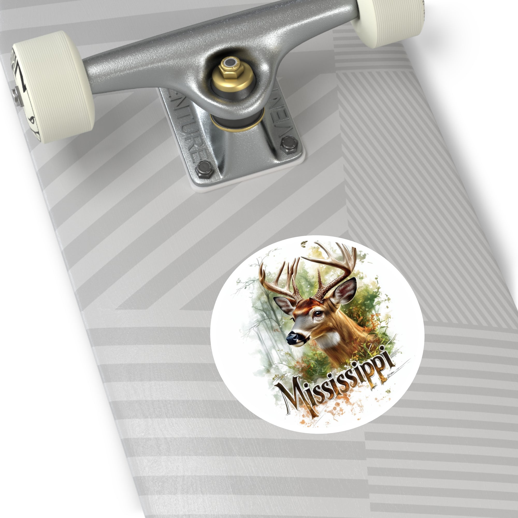 Mississippi Buck Sticker, Forest Nature Art, Rustic Wildlife Design, Southern Scene