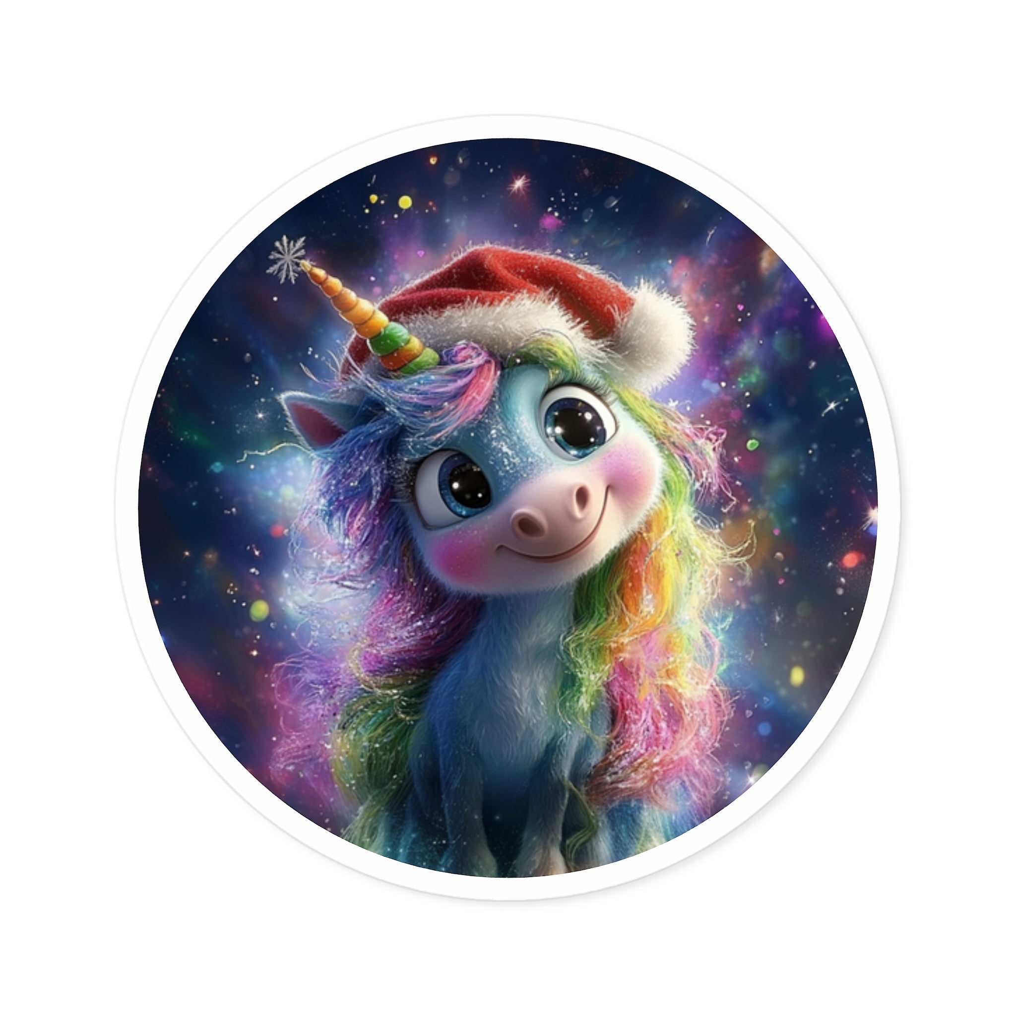Cute Christmas Unicorn Sticker, Magical Holiday Art, Planner Gift, Festive Season