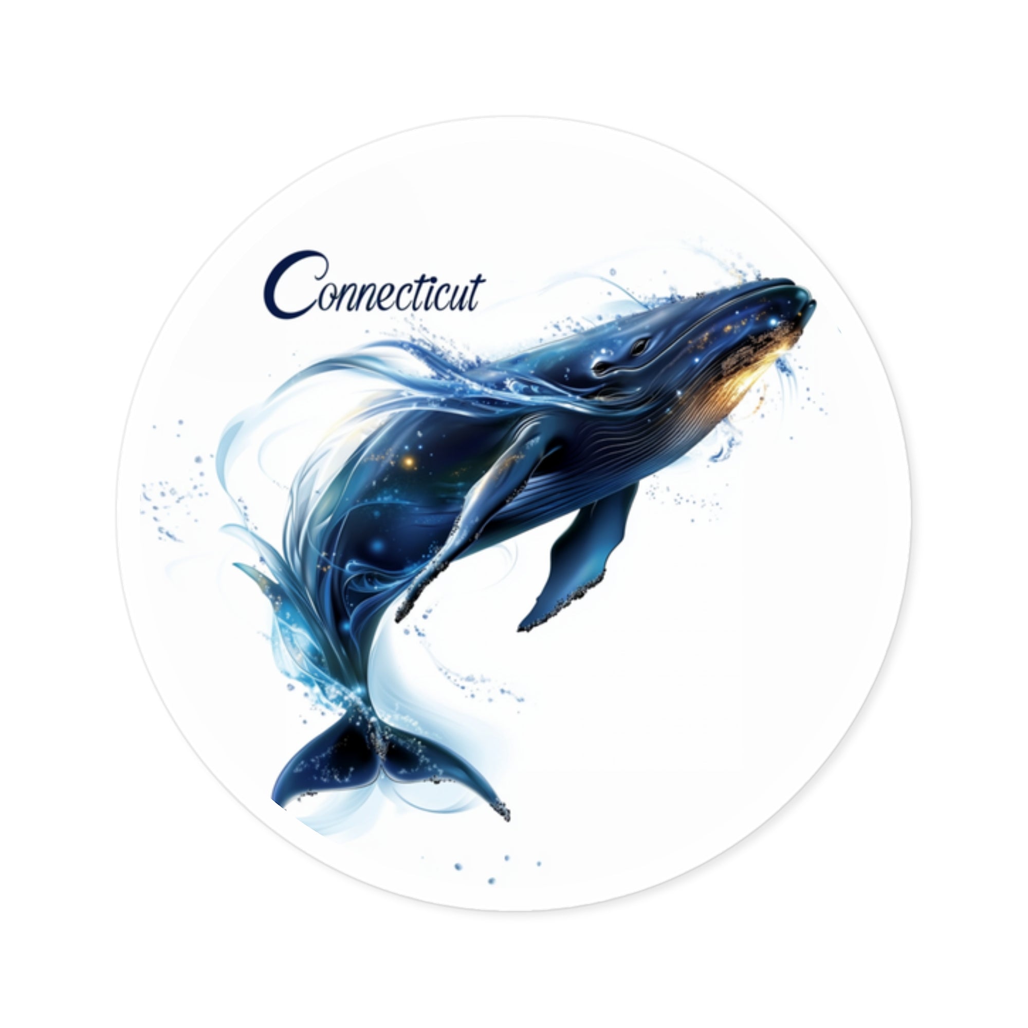 Connecticut Whale Sticker, State Marine Animal Design, Elegant Ocean Art