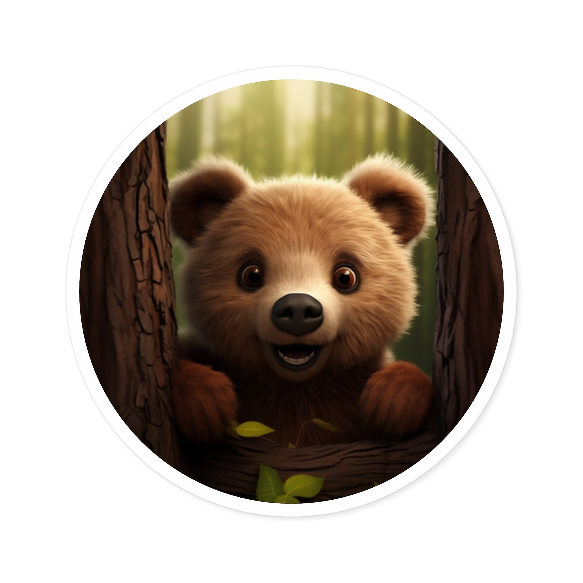 Cute Brown Bear, Adorable Animal Sticker, Realistic Design, Forest Art