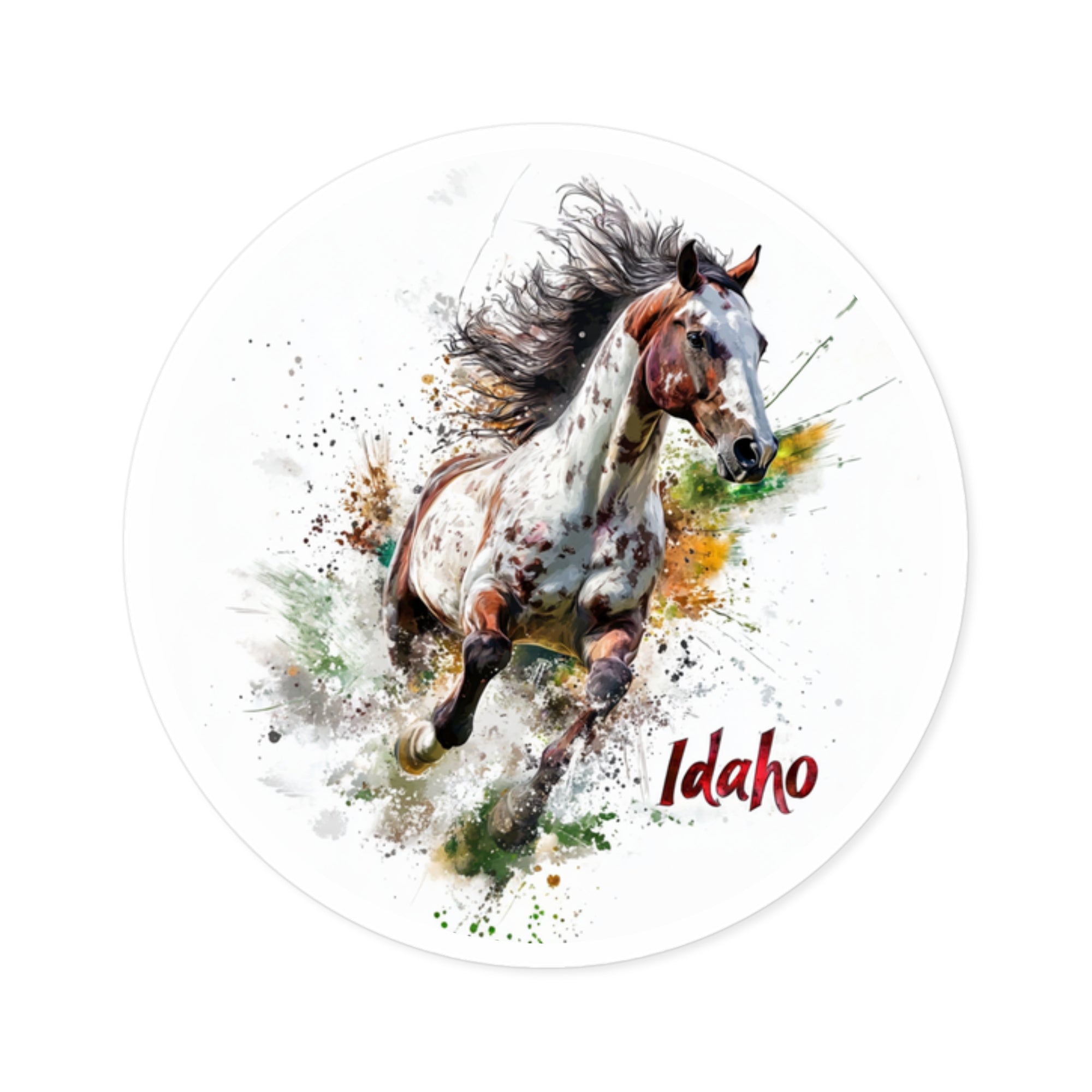 Idaho Appaloosa, Running Horse Sticker, Laptop or Water Bottle, State Pride Design