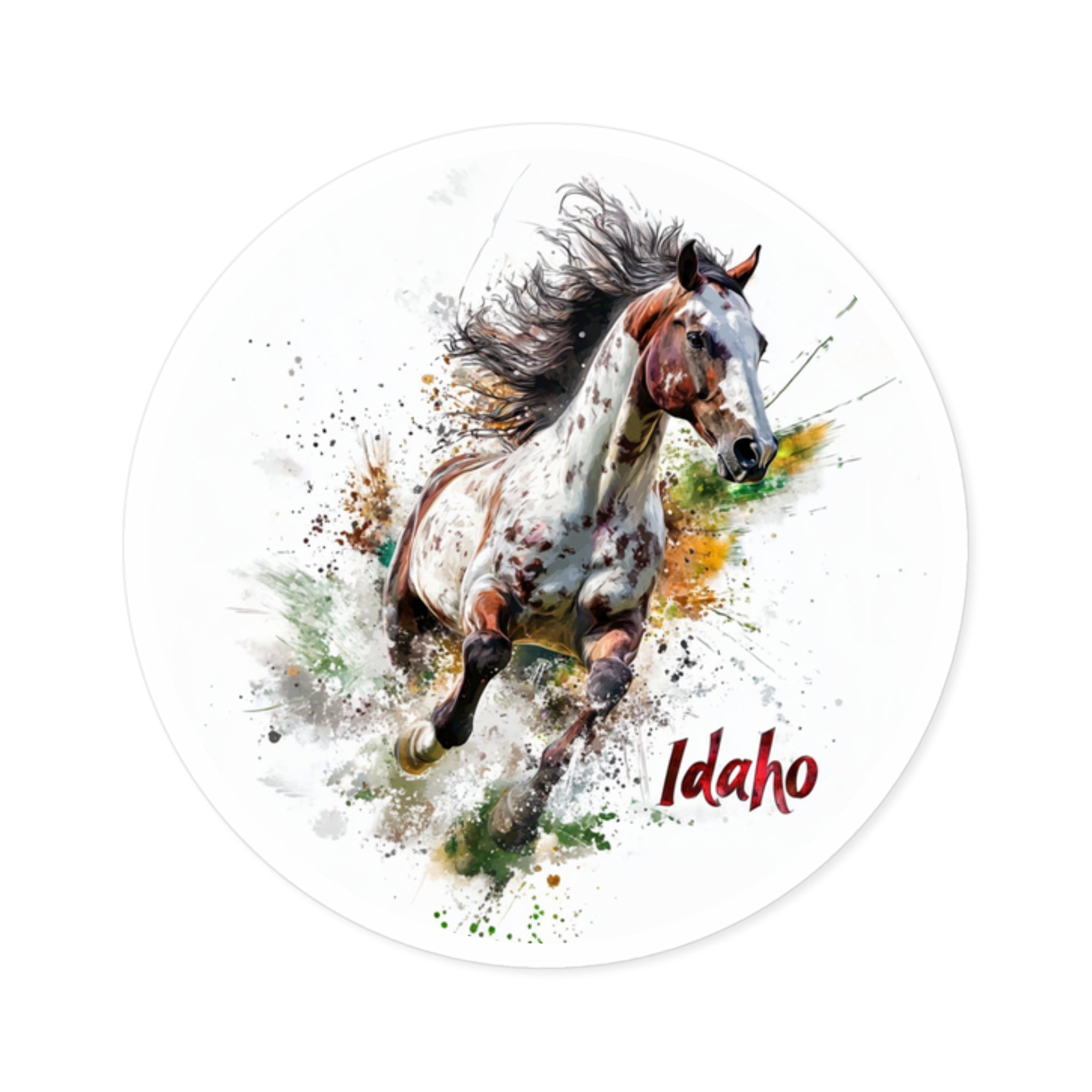 Idaho Appaloosa, Running Horse Sticker, Laptop or Water Bottle, State Pride Design