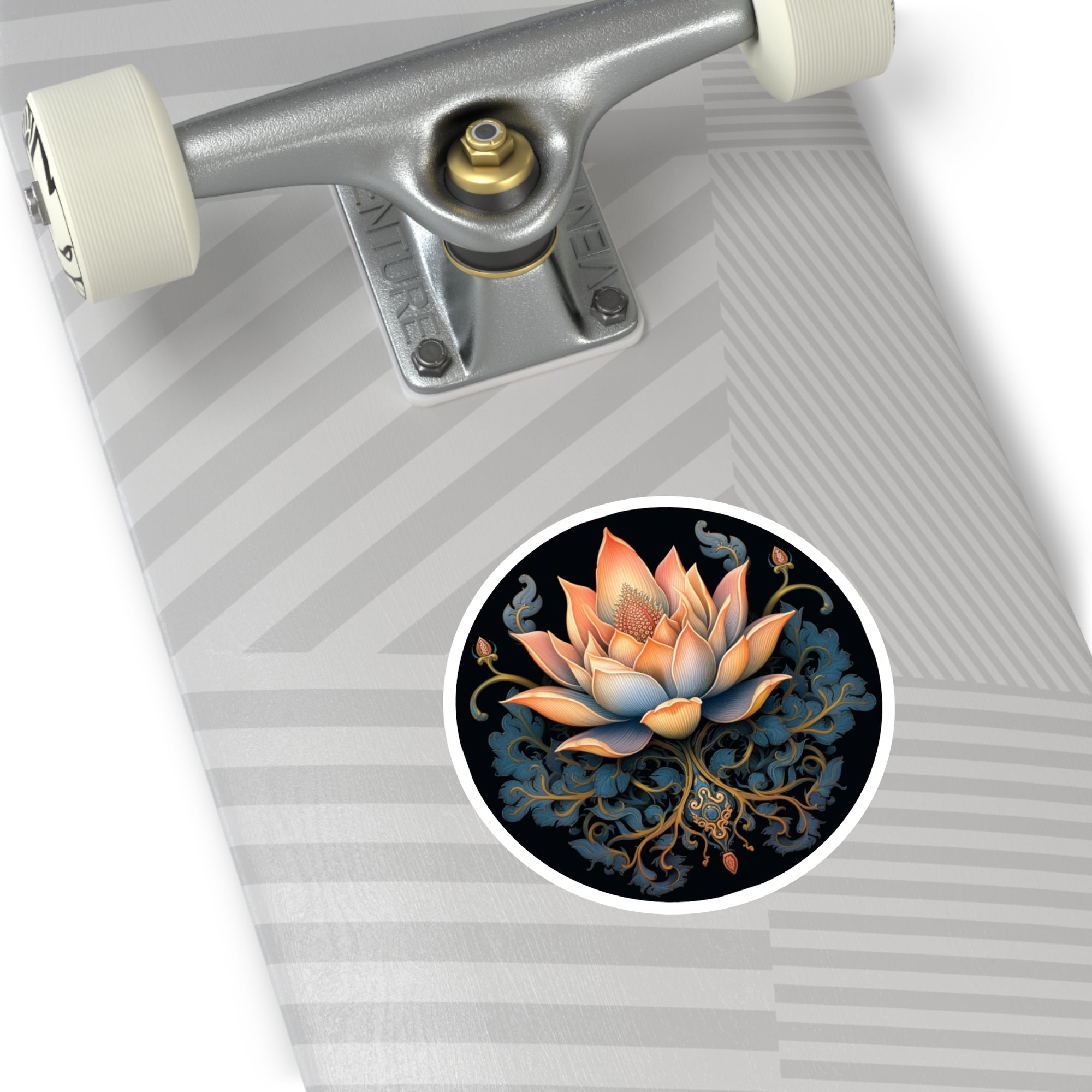 Baroque Lotus Sticker, Elegant Floral Design, Ornamental Art, Decorative Nature Piece