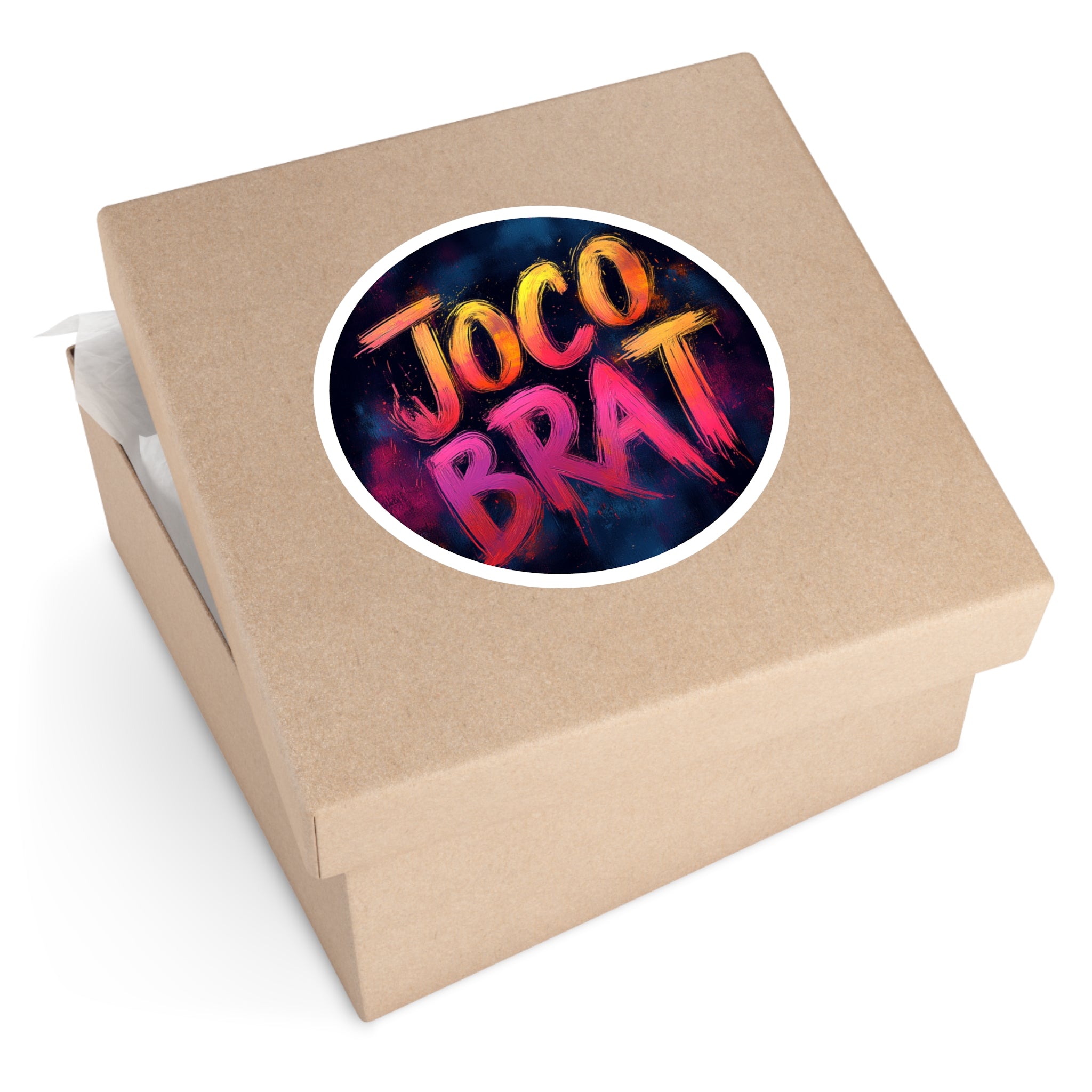JOCO Brat Sticker, Bold Gradient Text Art, Funny Local Pride, Colorful Design
