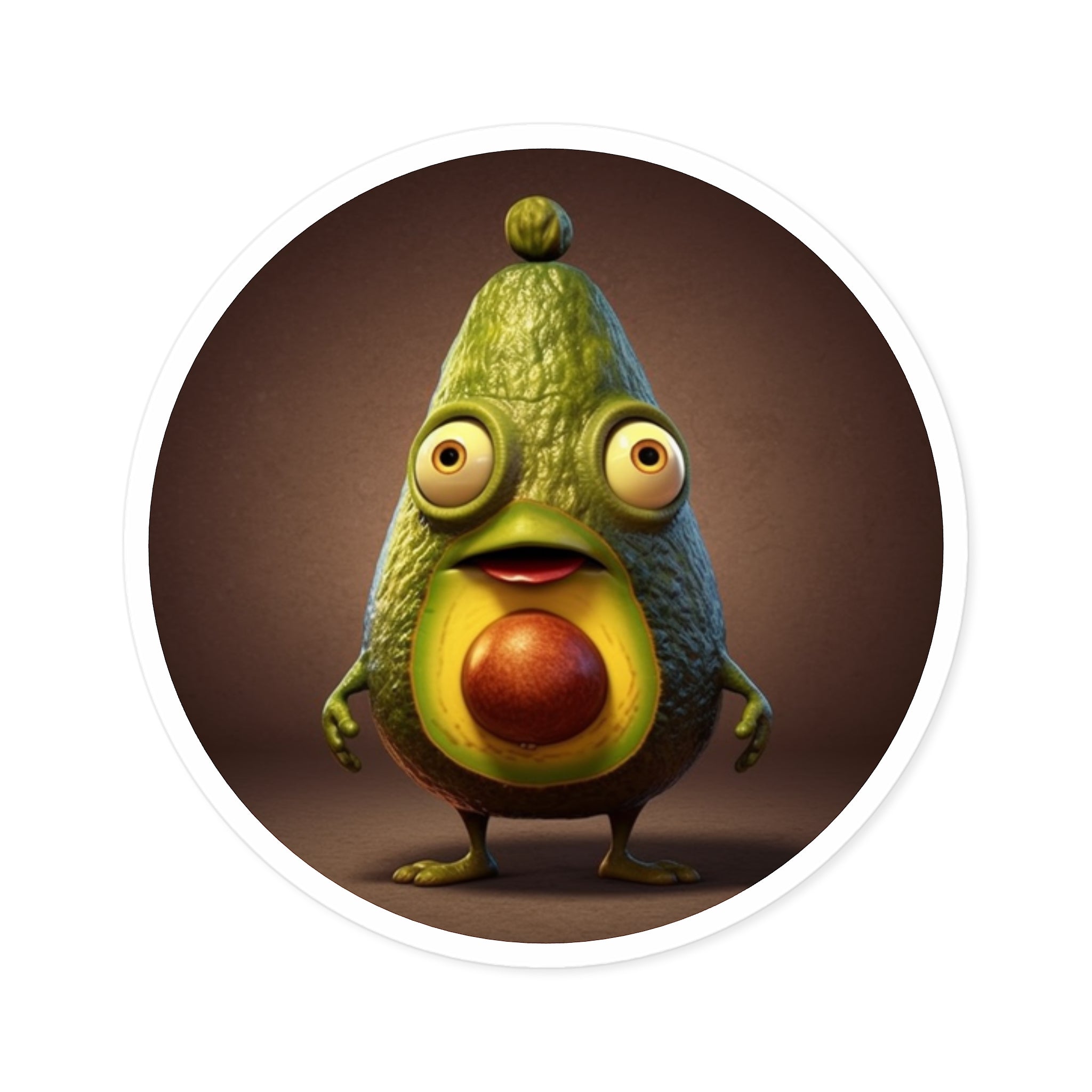 Funny Avocado, Cartoon Sticker, Whimsical Design, Playful Character
