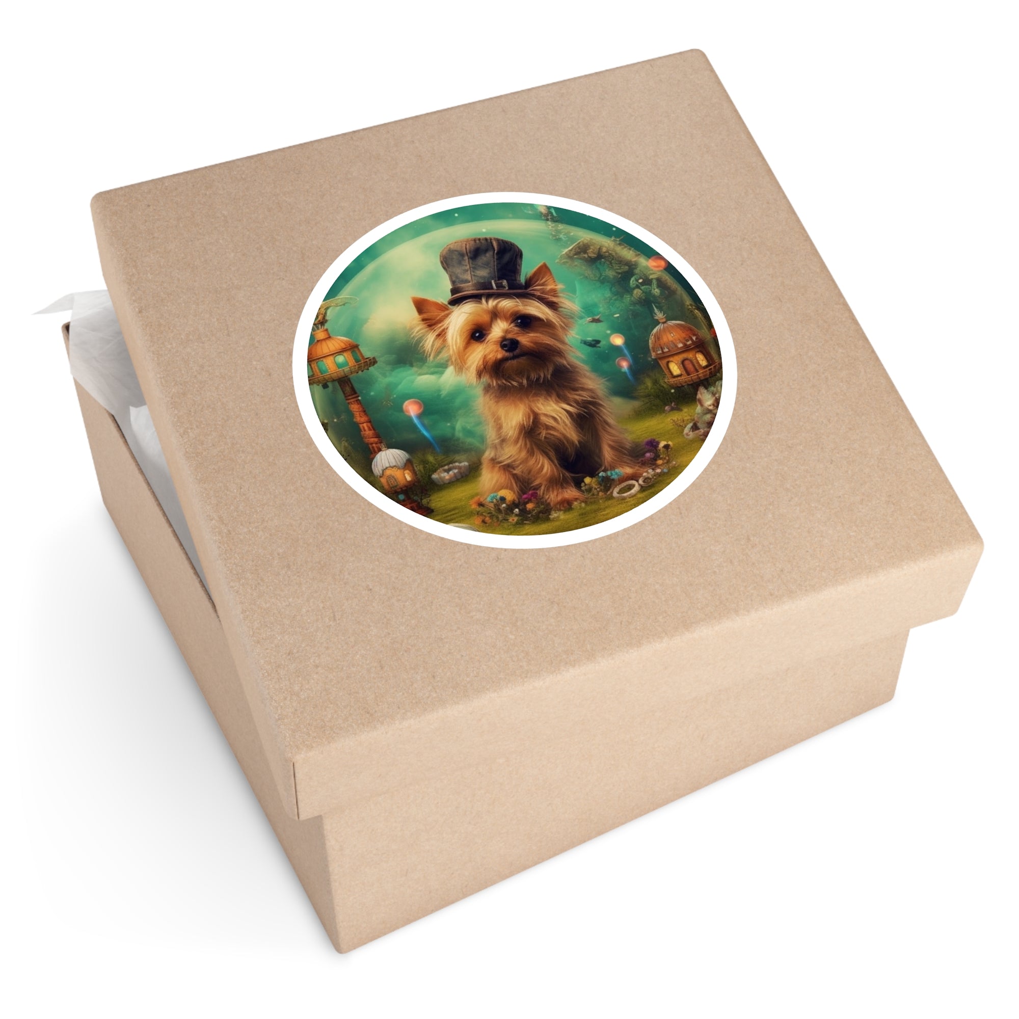 Steampunk Pup Portrait, Fantasy Dog Sticker, Laptop Decoration, Pet Lover Gift