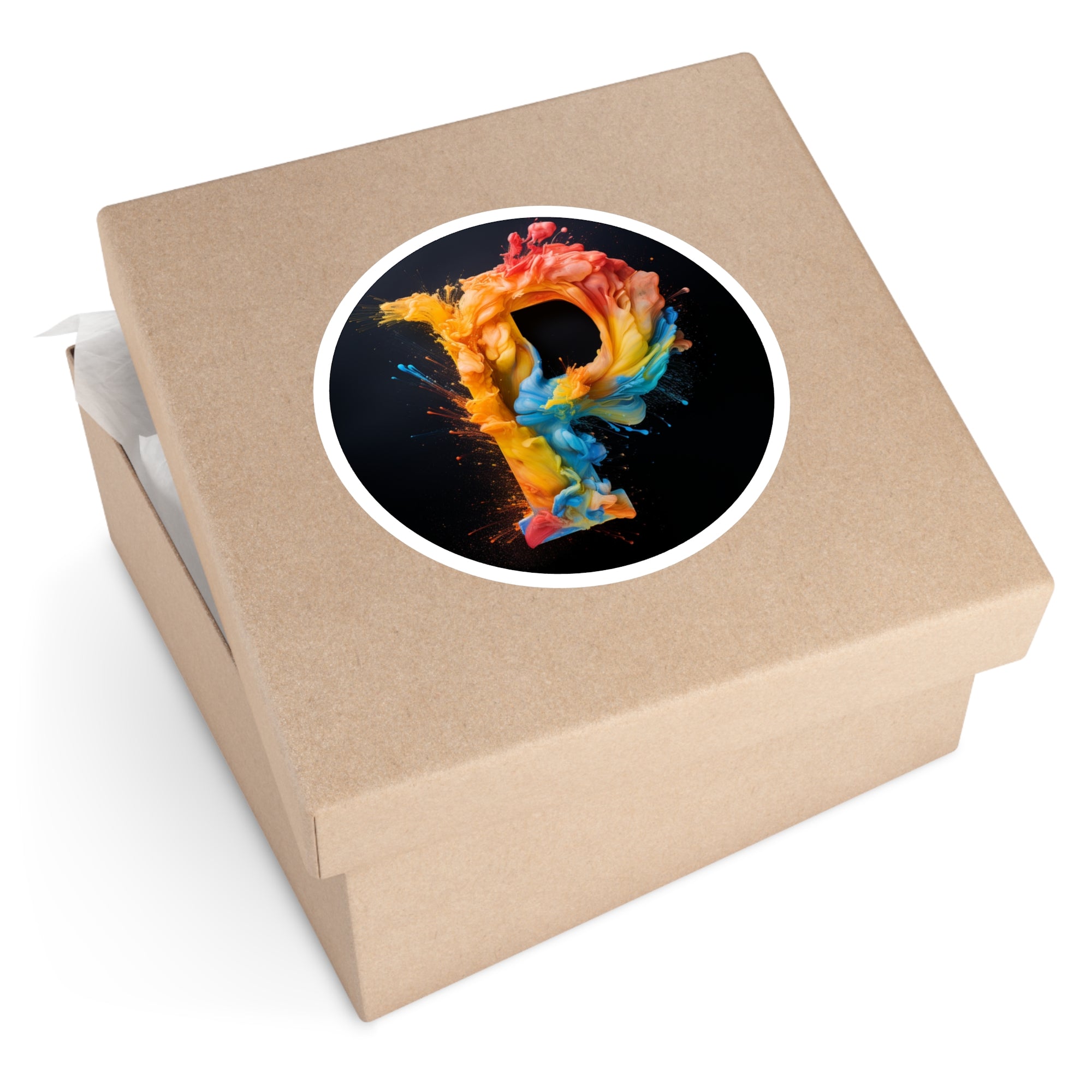 Letter P Color Splash Design, Abstract Art Sticker, Creative Gift
