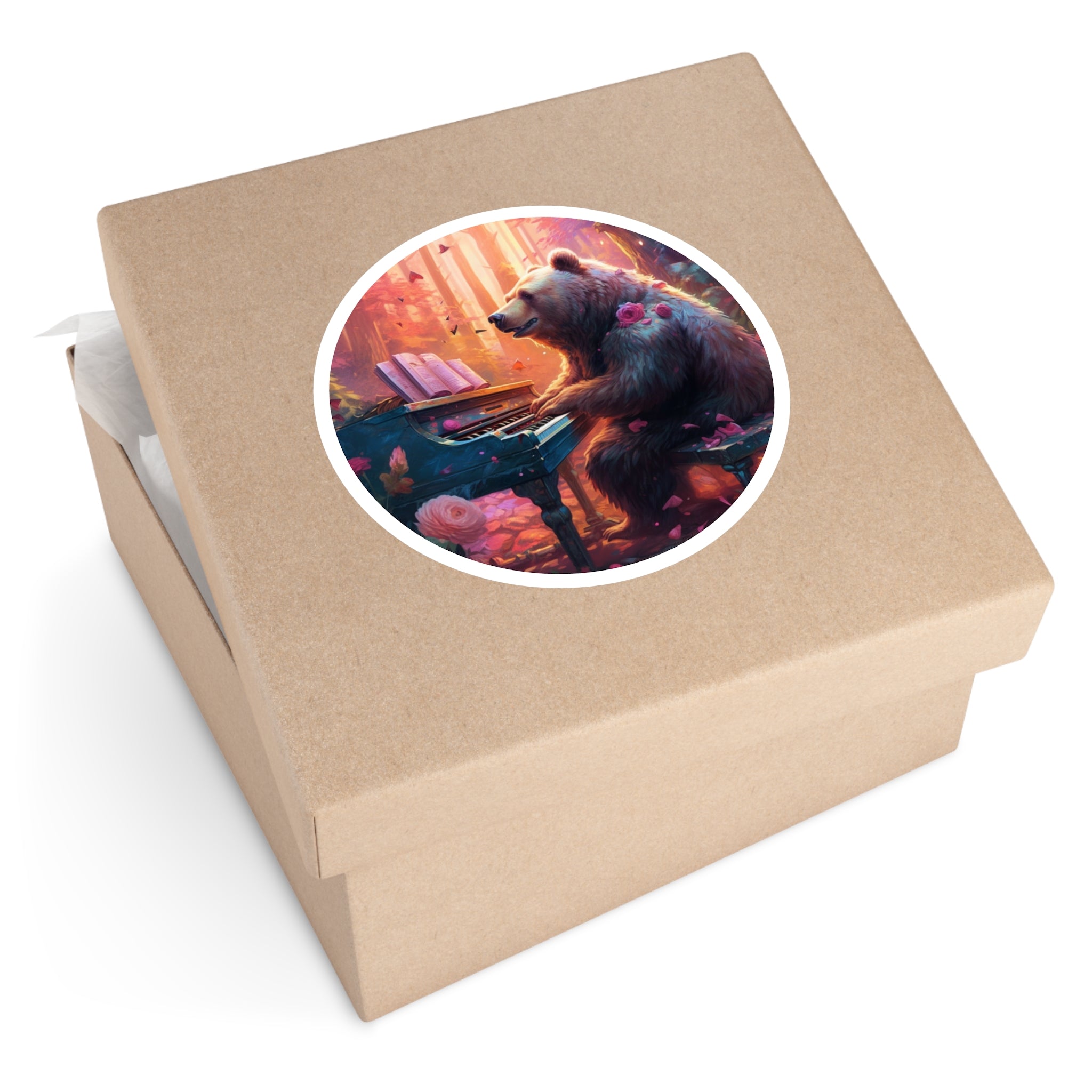 Bear Playing Piano, Whimsical Animal Sticker, Music Lover Gift, Artistic Design